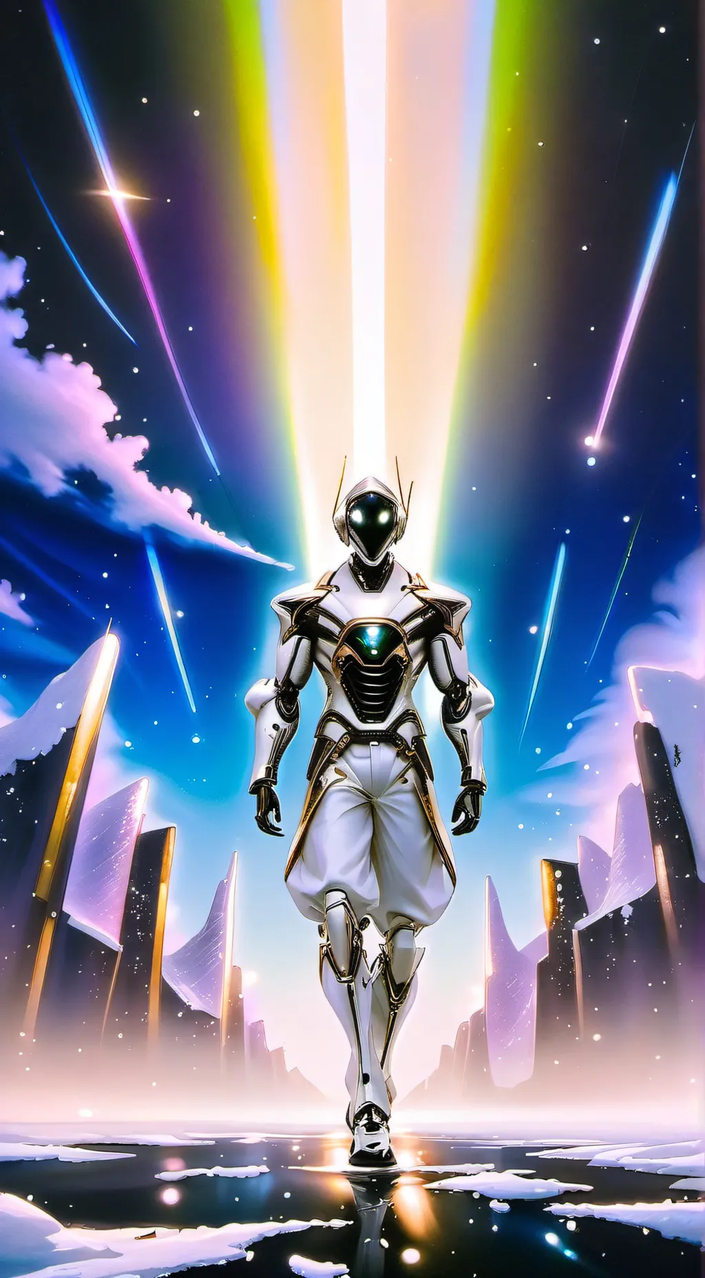 ai character: Aurora Borealis background