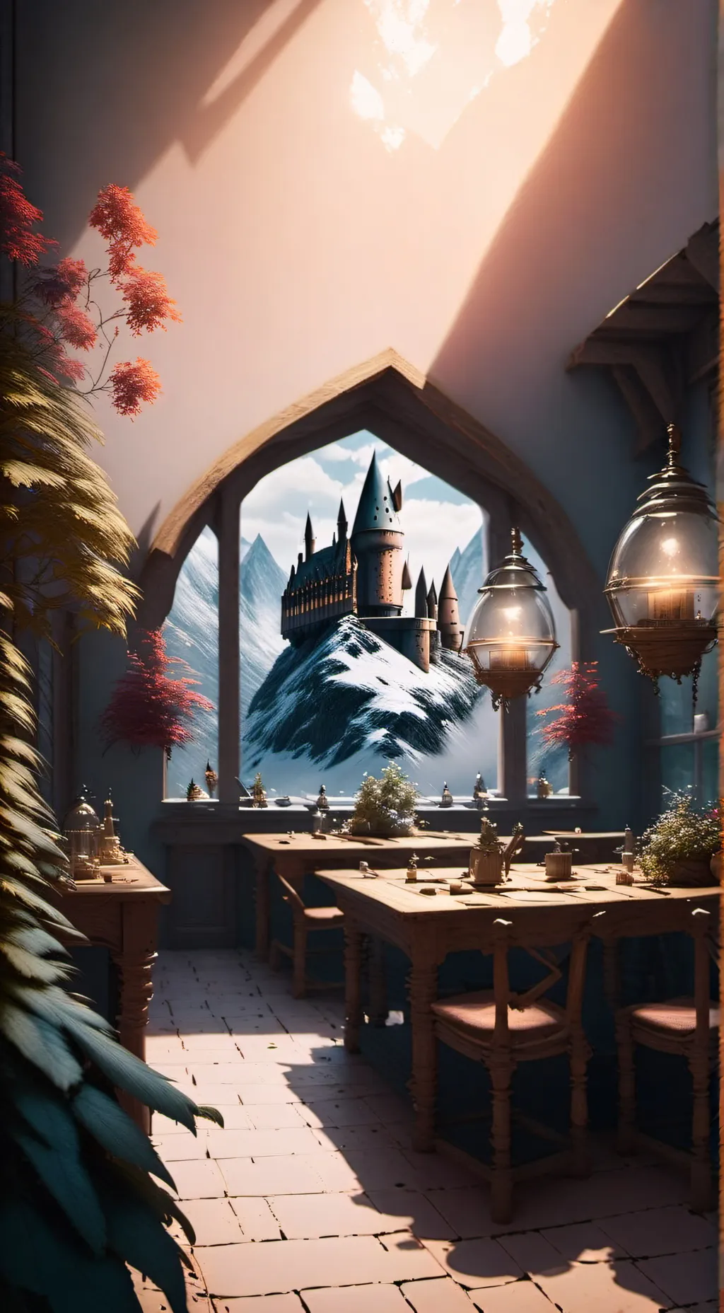 ai character: Hogwarts sad background