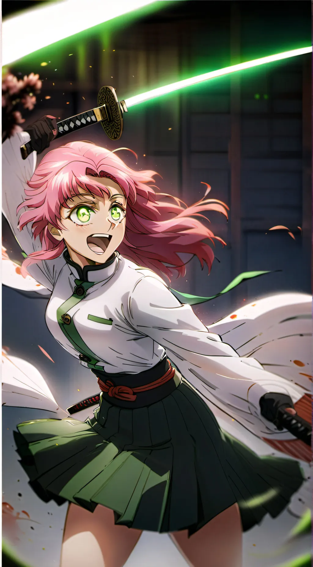 ai character: mitsuri kanroji  background