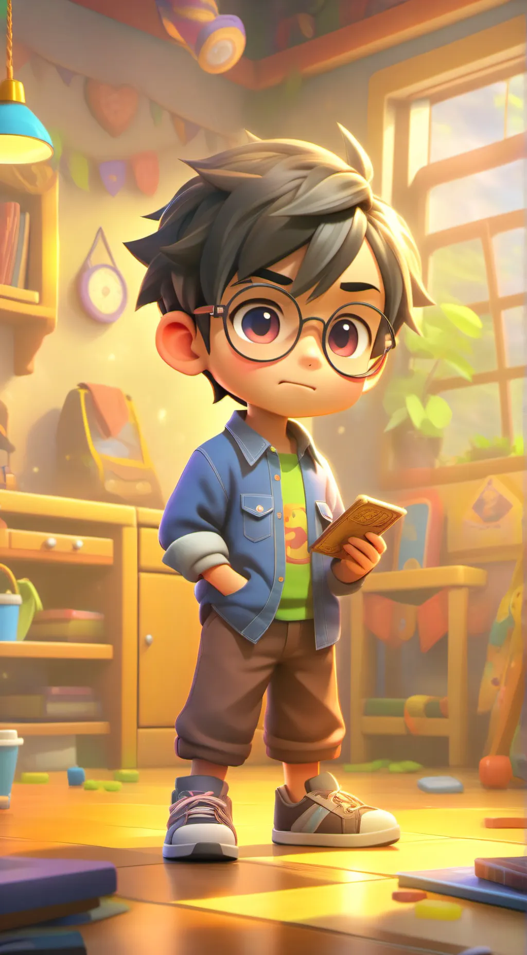ai character: iPad kid  background