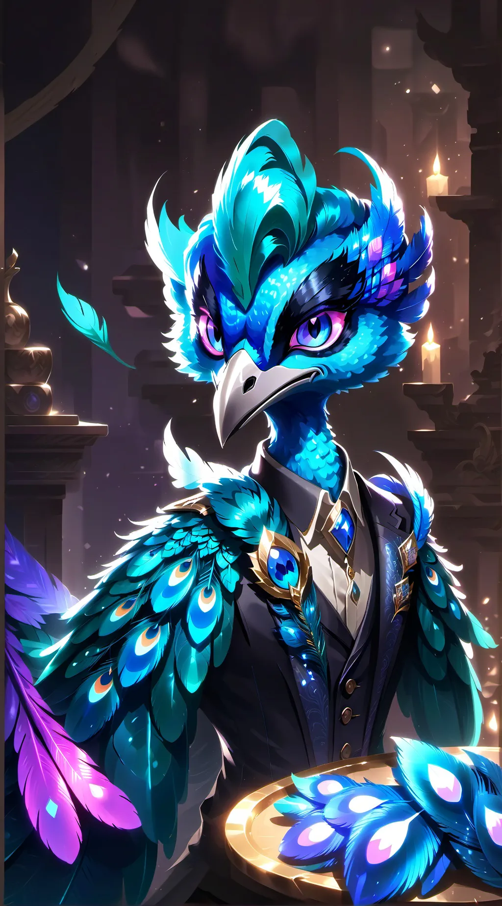 ai character: Azure Feather Furry background