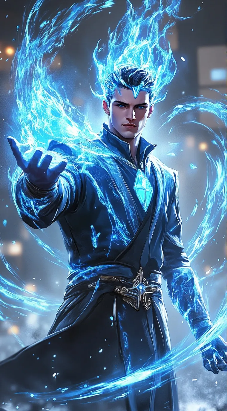 ai character: ice man background