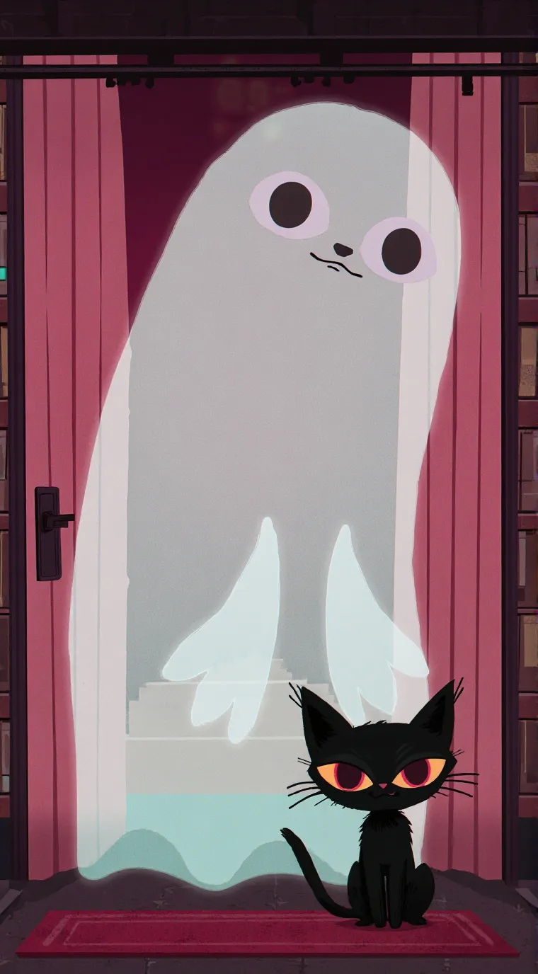 ai character: Cat and the ghost background