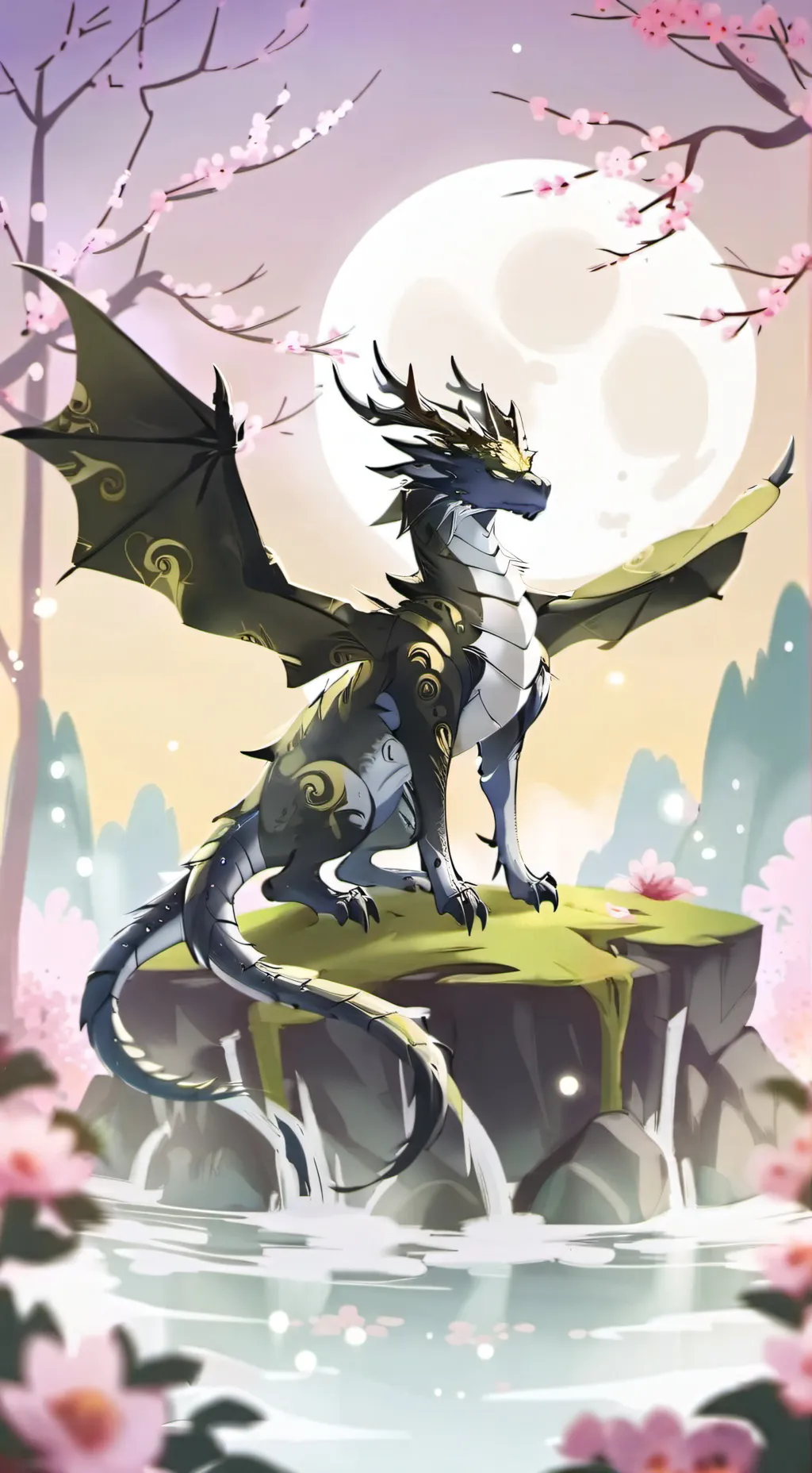 ai character: Moon dragon background