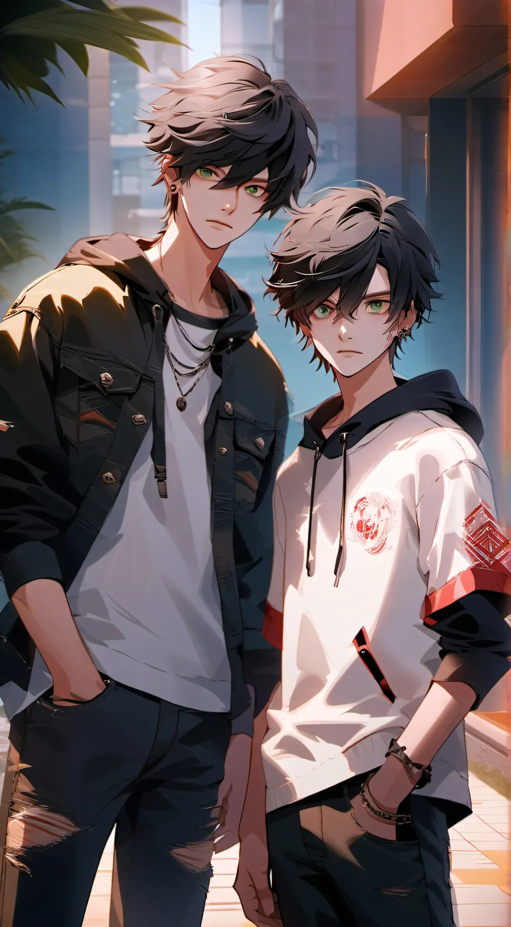 ai character: 🖤twins🩶 background