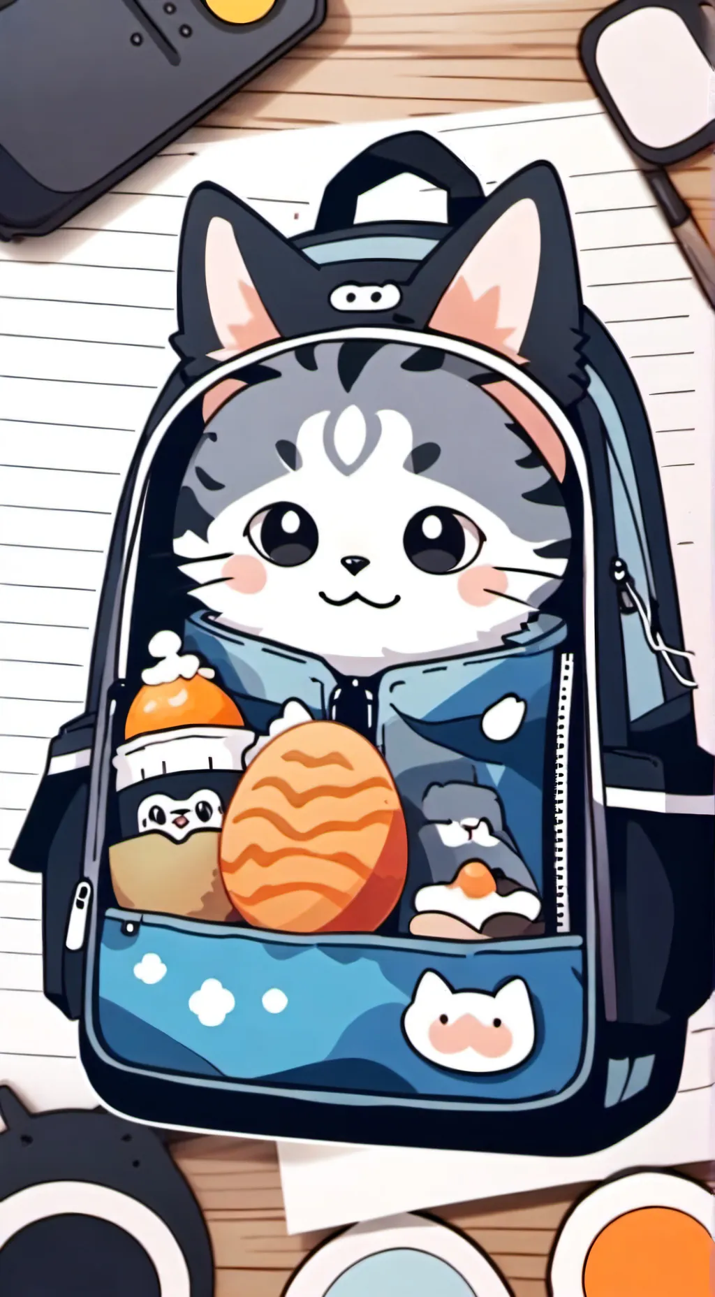 ai character: cat emoij shop background