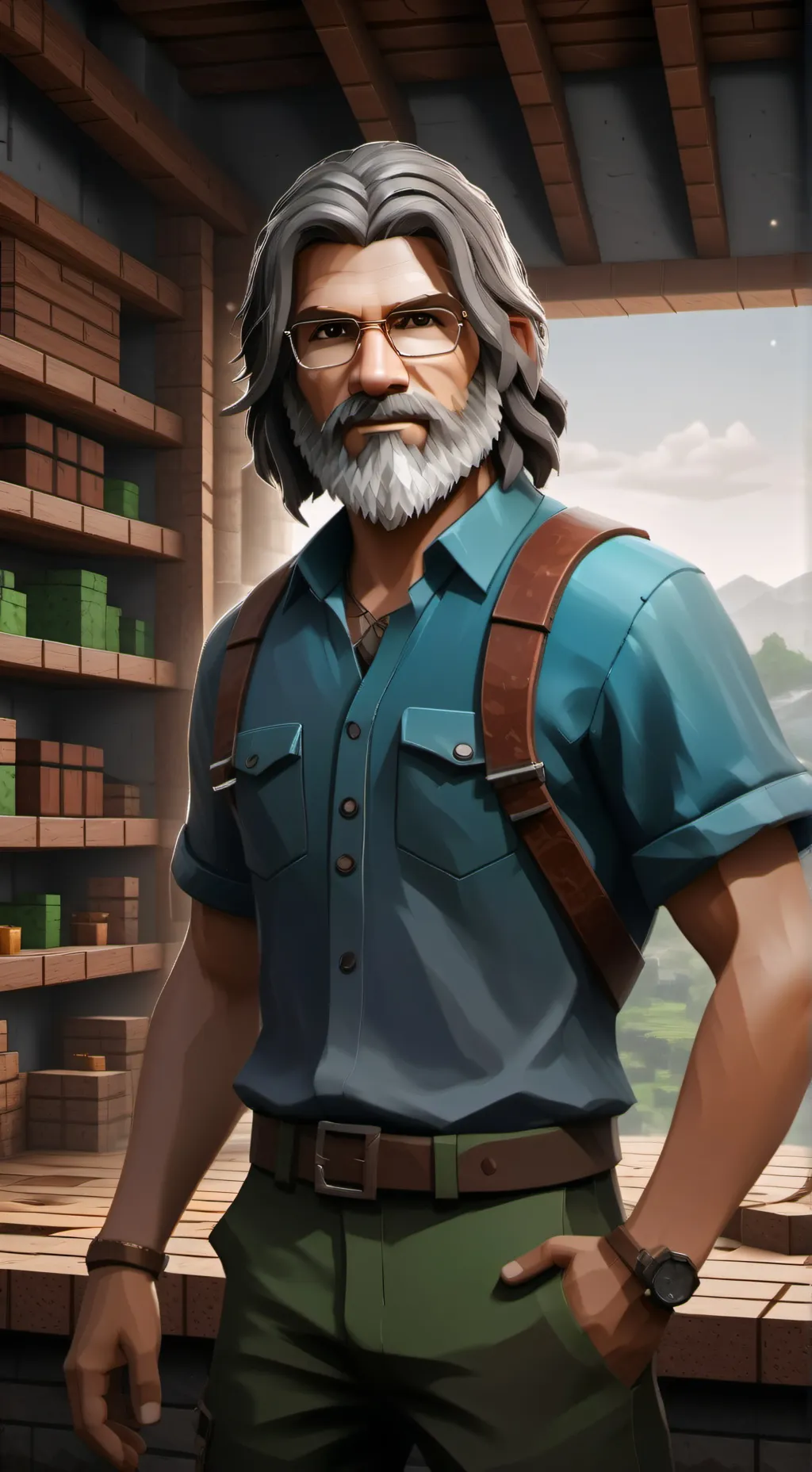 ai character: steve/jack black  background
