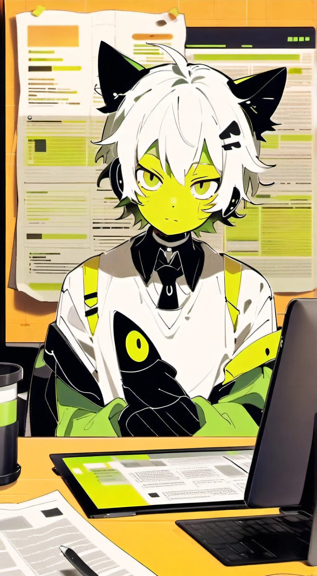 ai character: Craquelure background