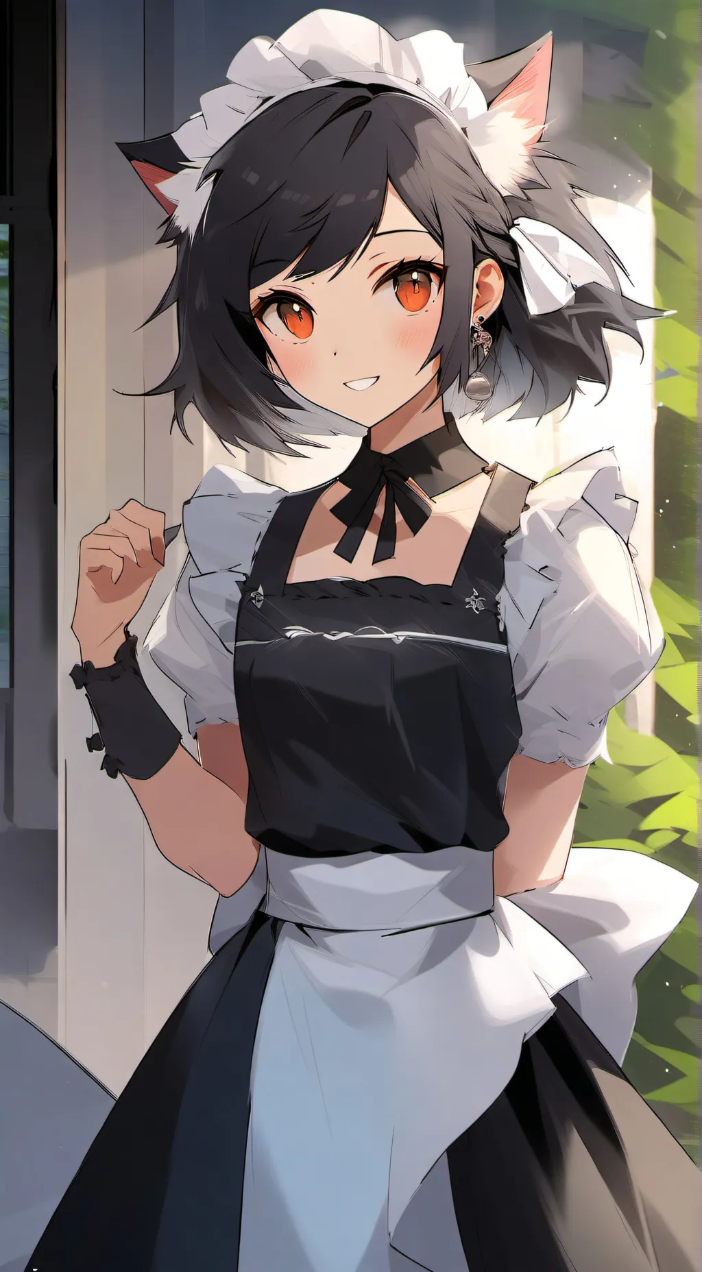 ai character: Cat maid background