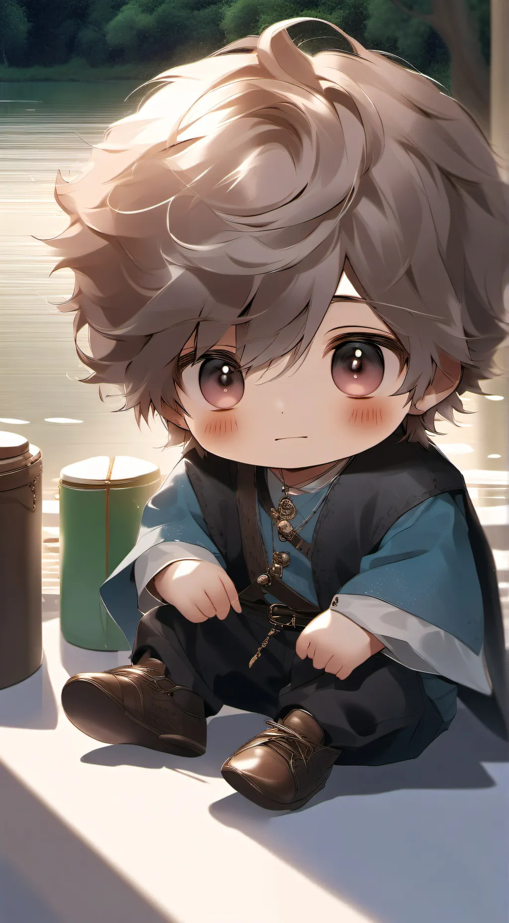 ai character: baby in a box background