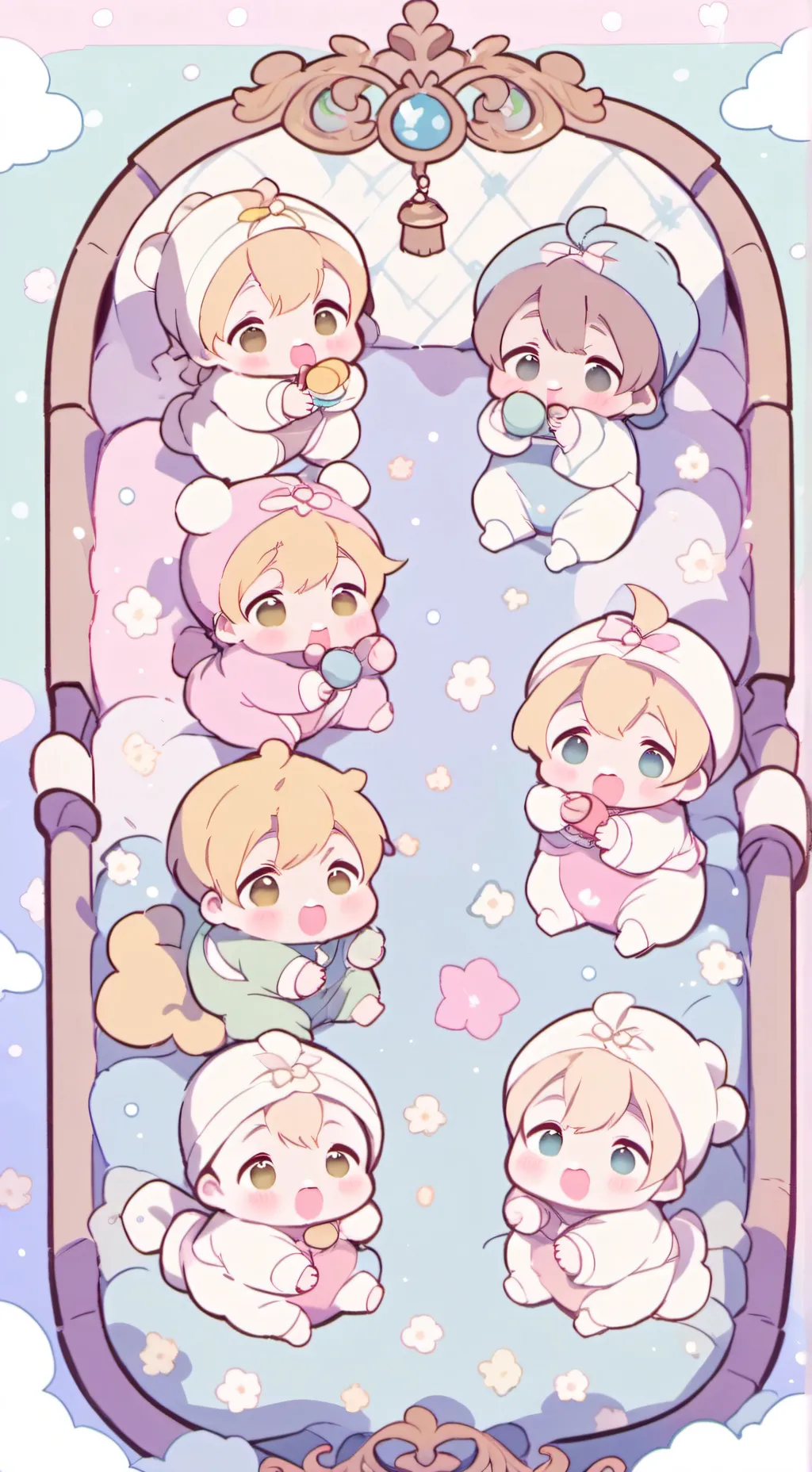 ai character: duplicate babies. background