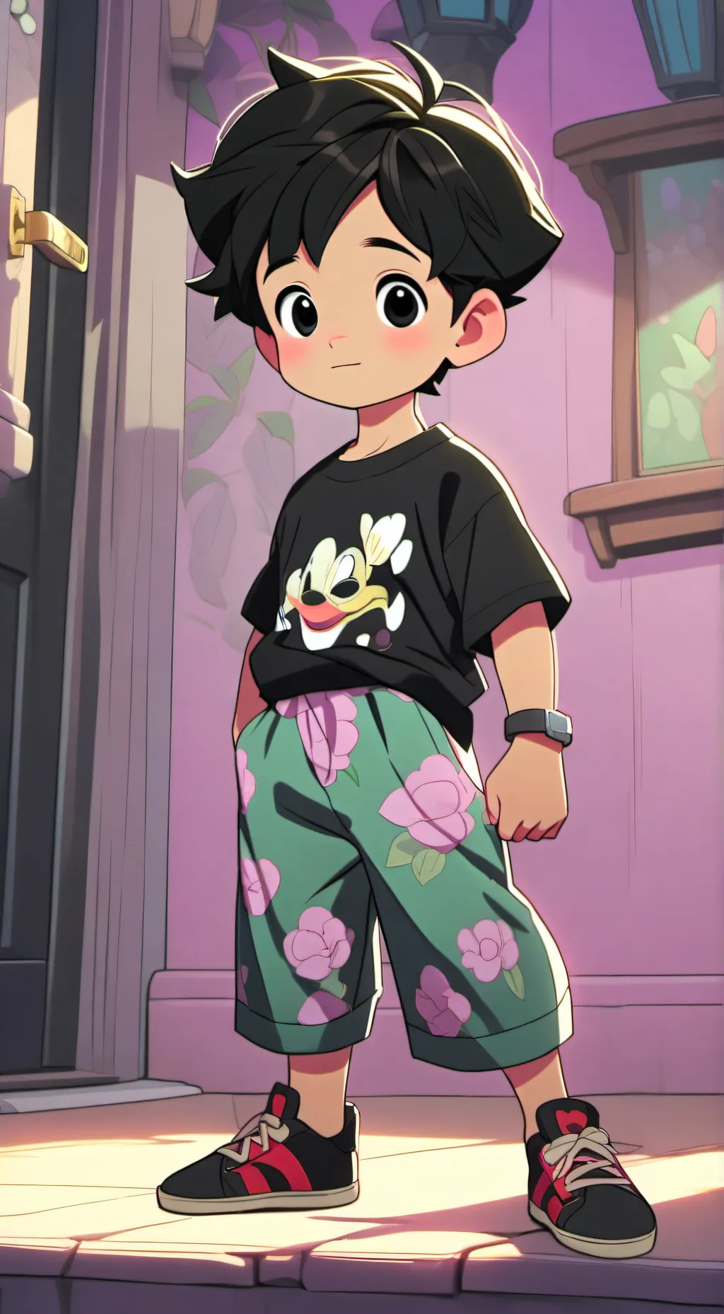 ai character: little boy background