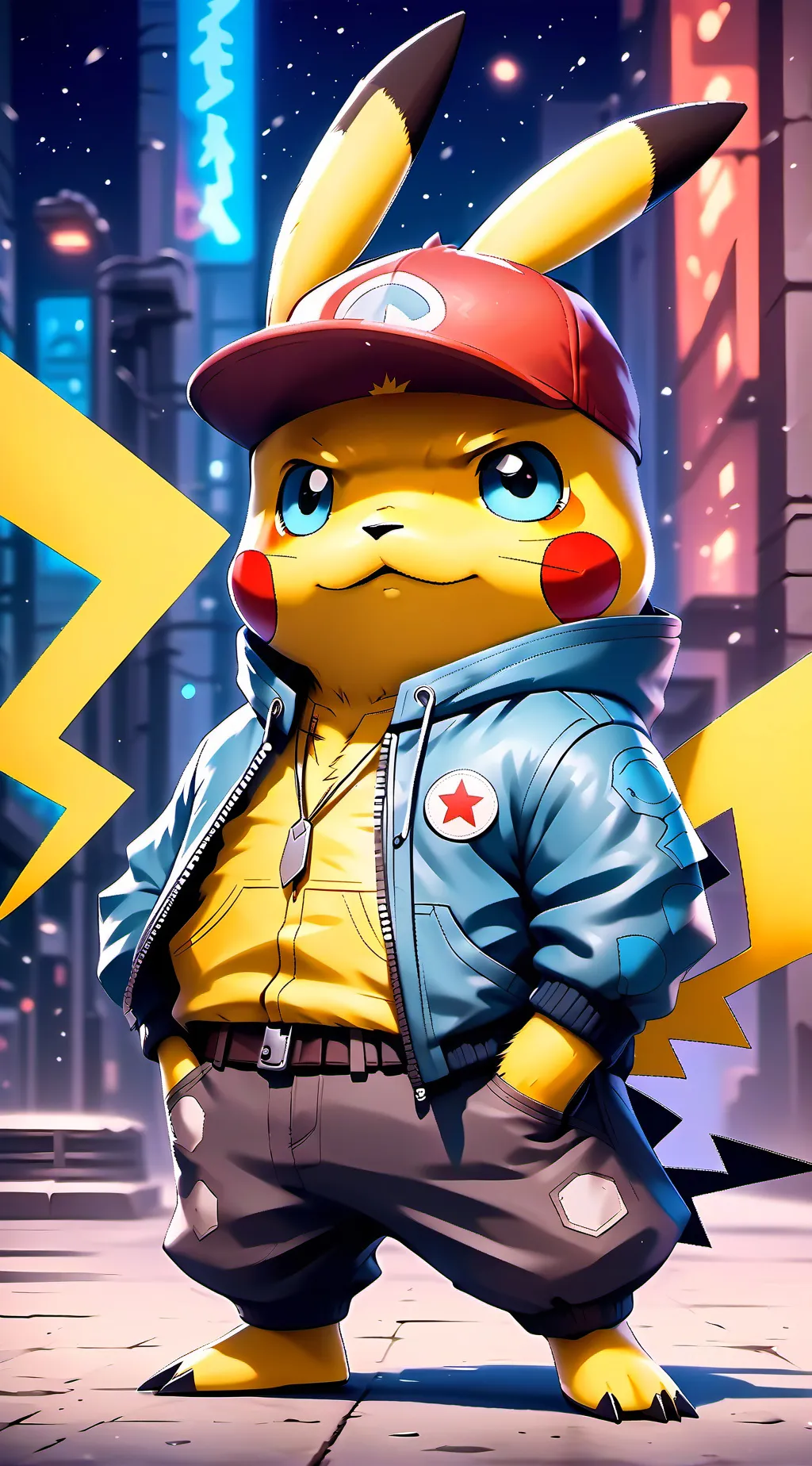 ai character: Pikachu da hood background