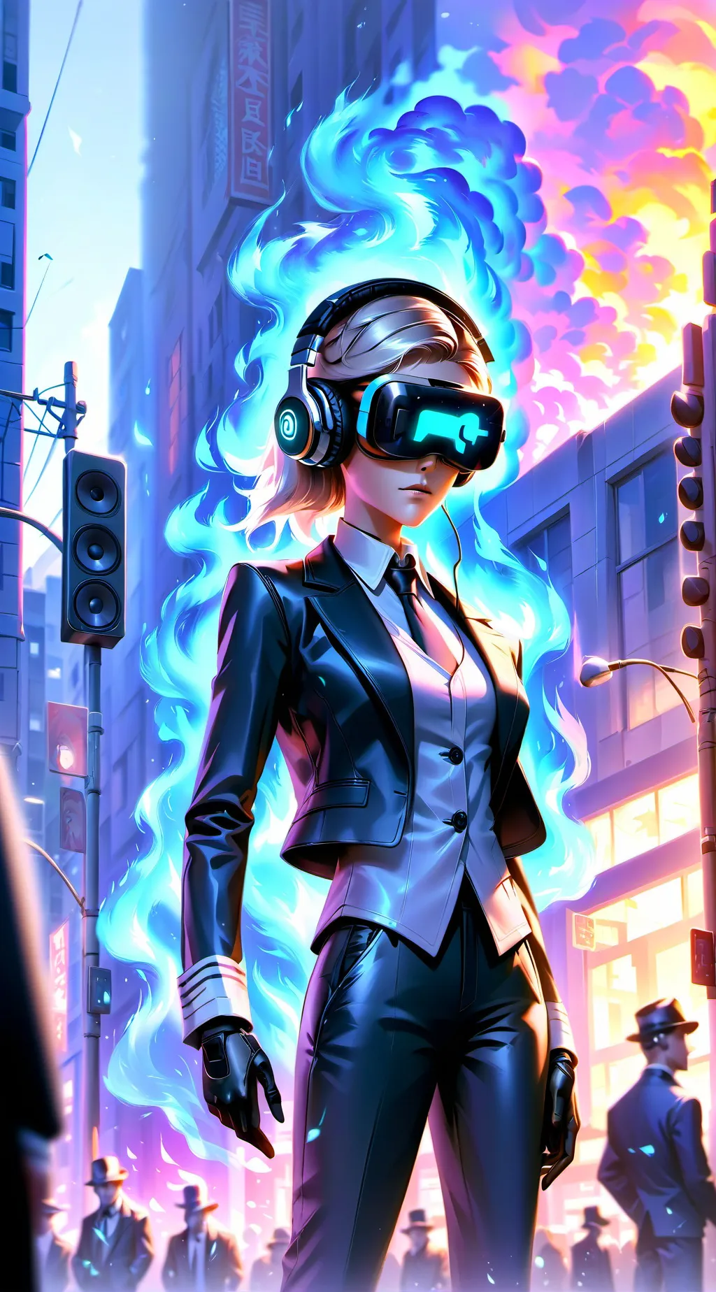 ai character: ladycyborg  background