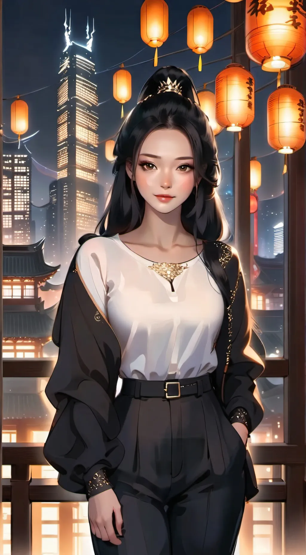 ai character: Bella porch  background