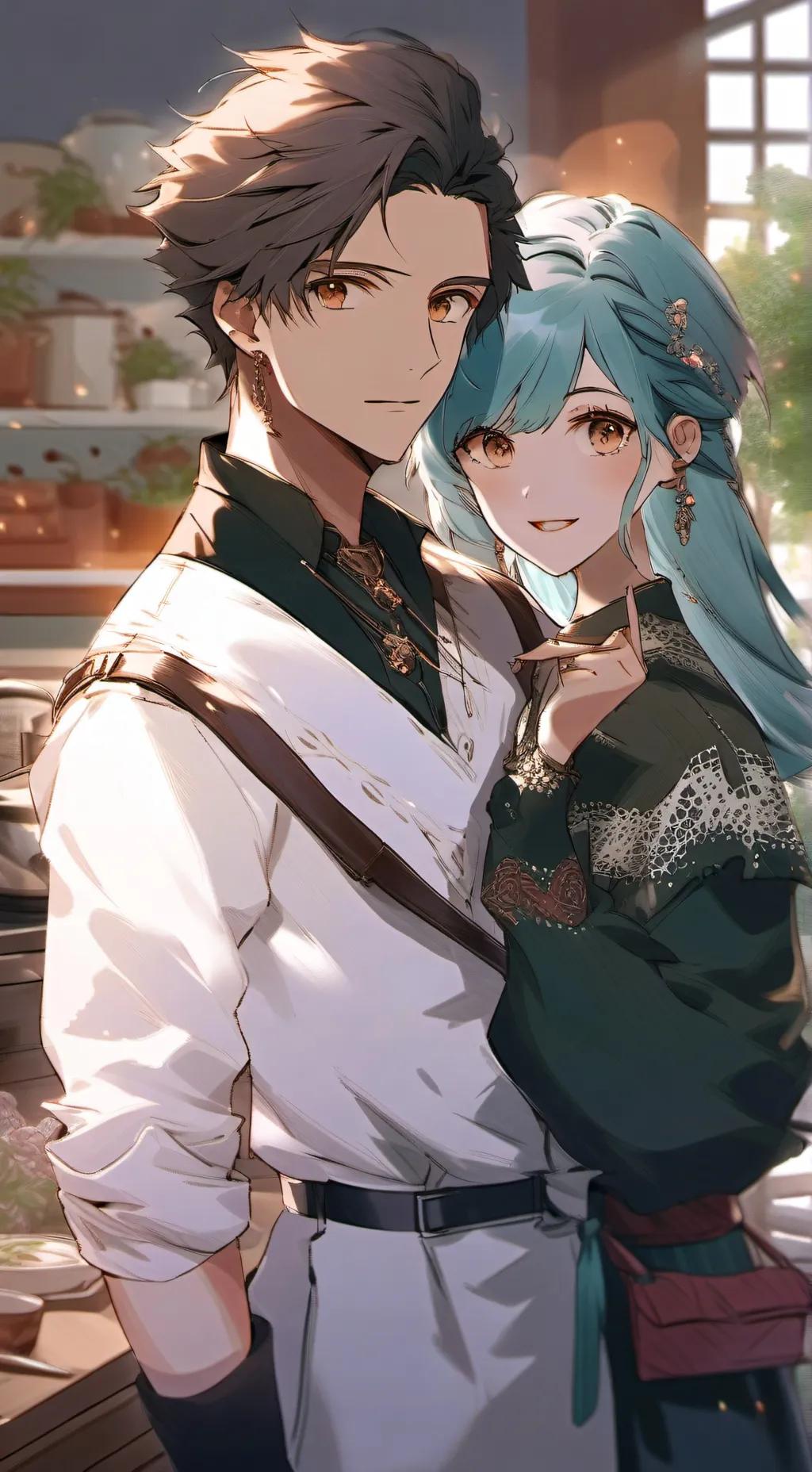 ai character: Laure and Steve  background