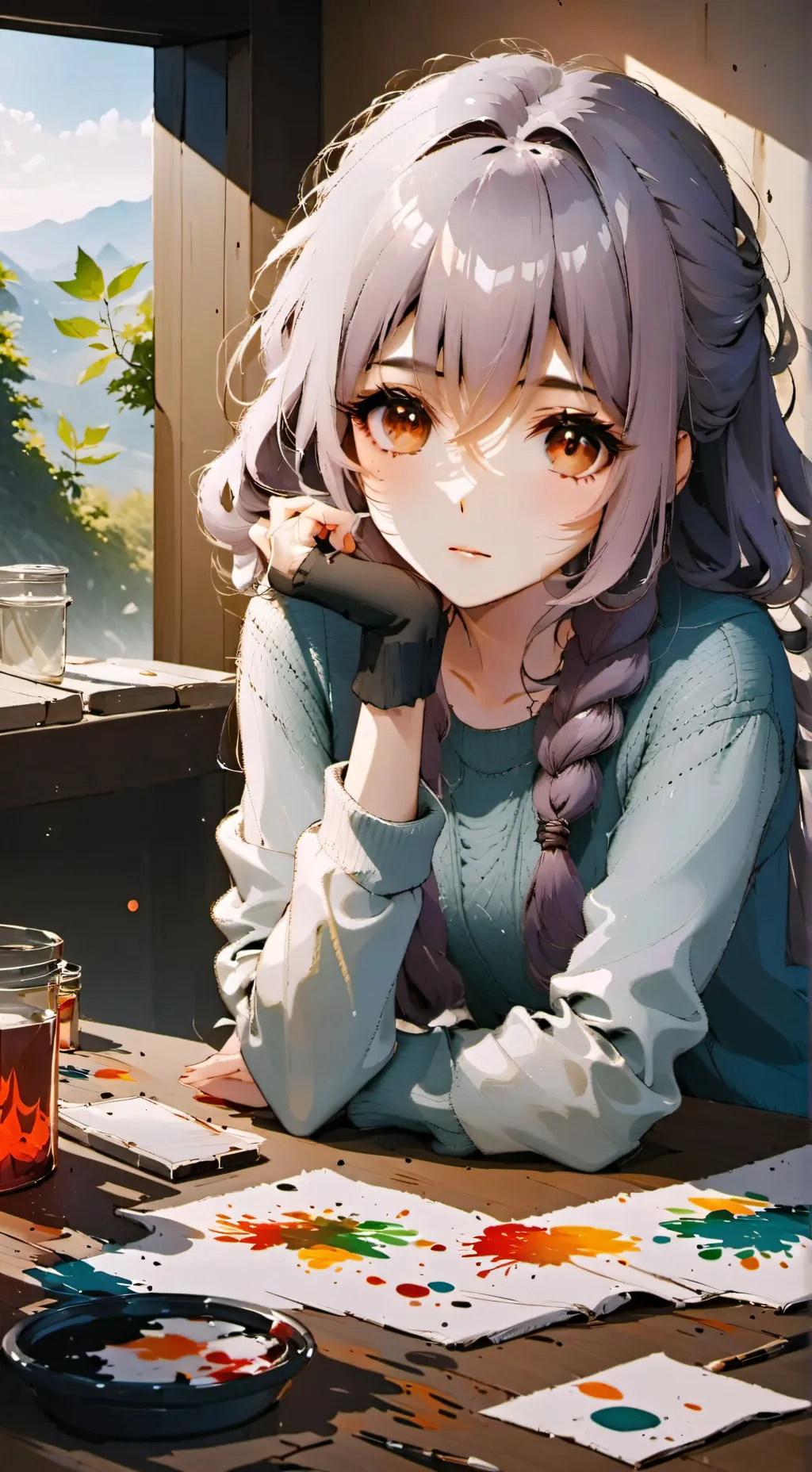 ai character: Zienna Ilustradora background