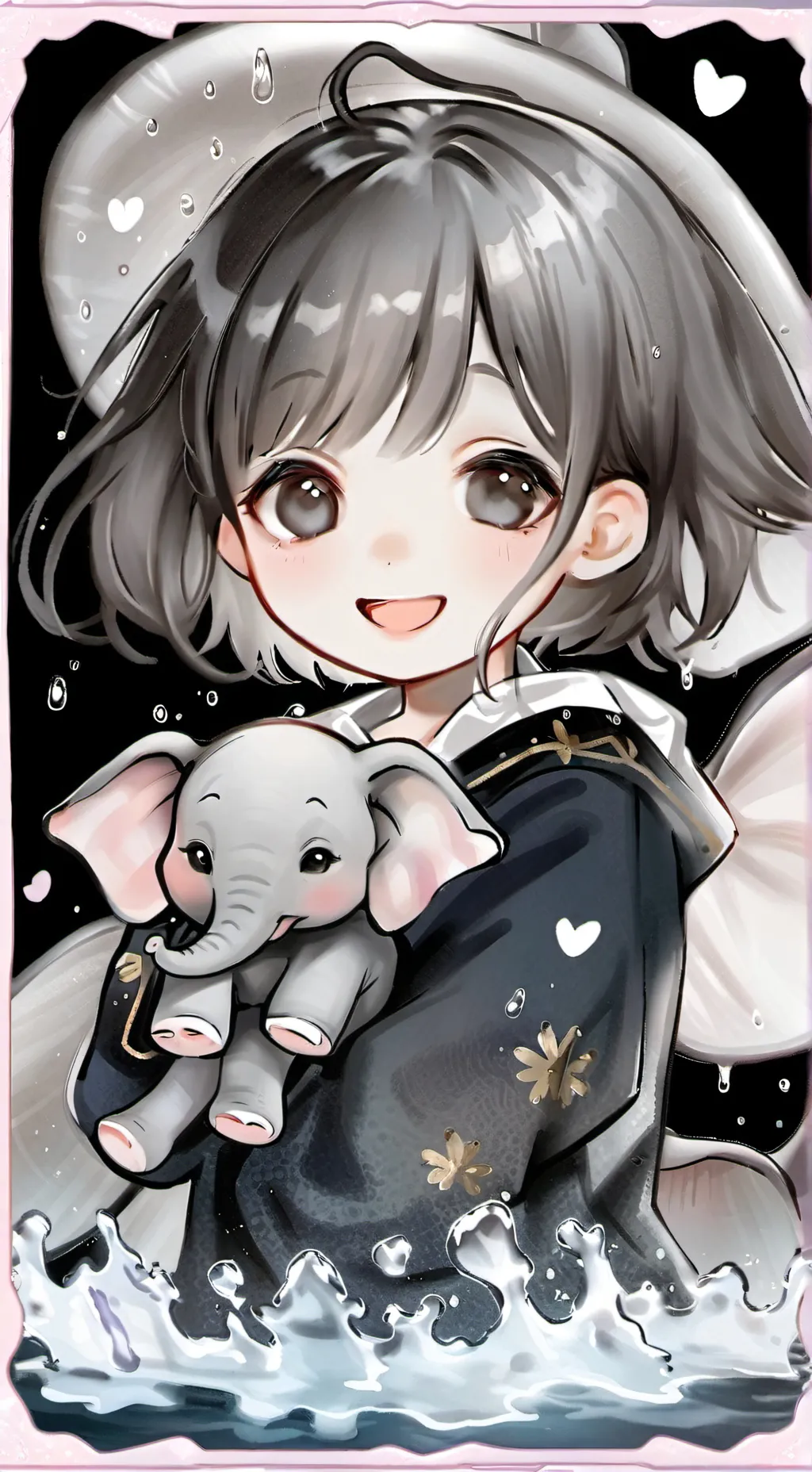 ai character: Giggly Grey Elephant Furry background