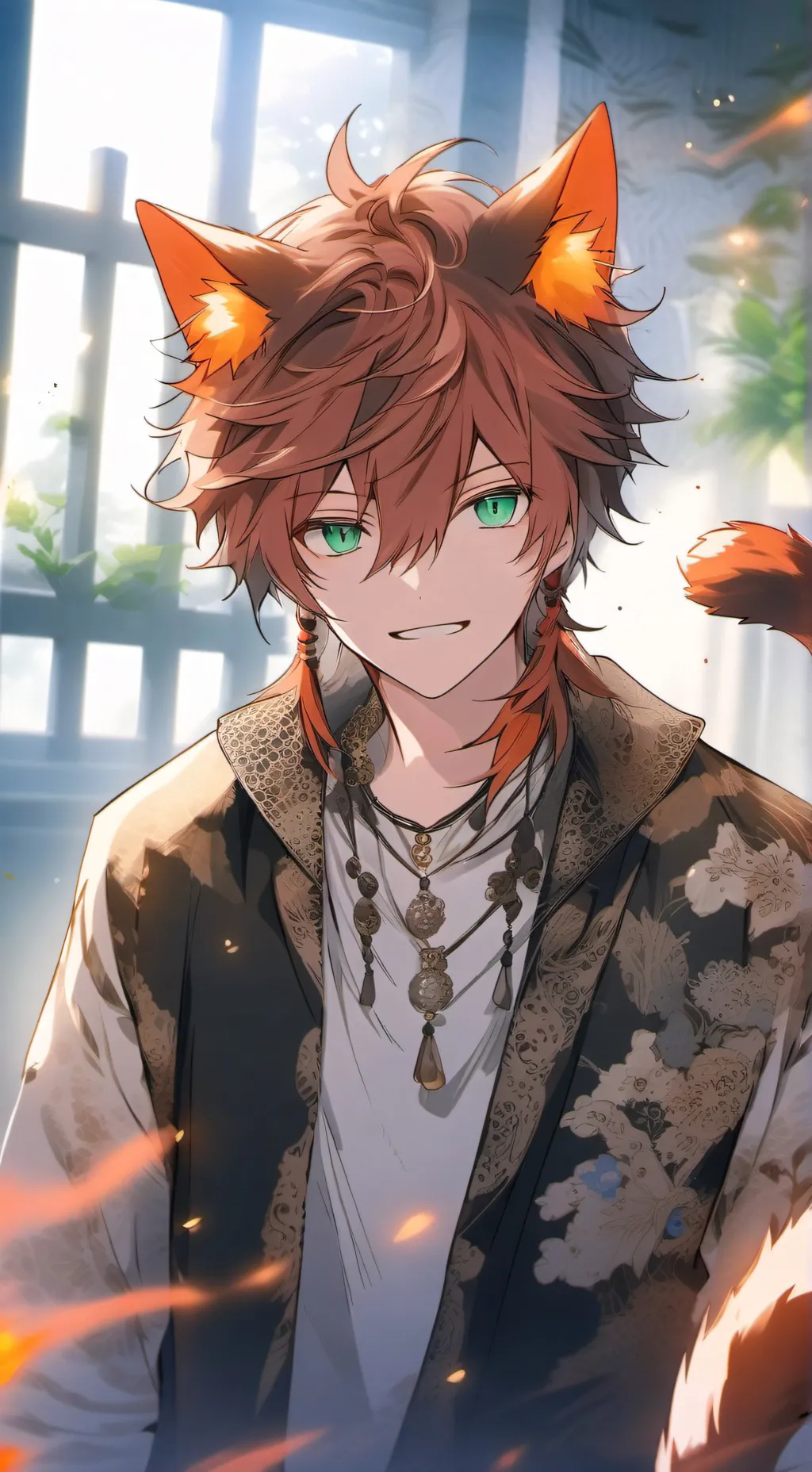 ai character: Flame background