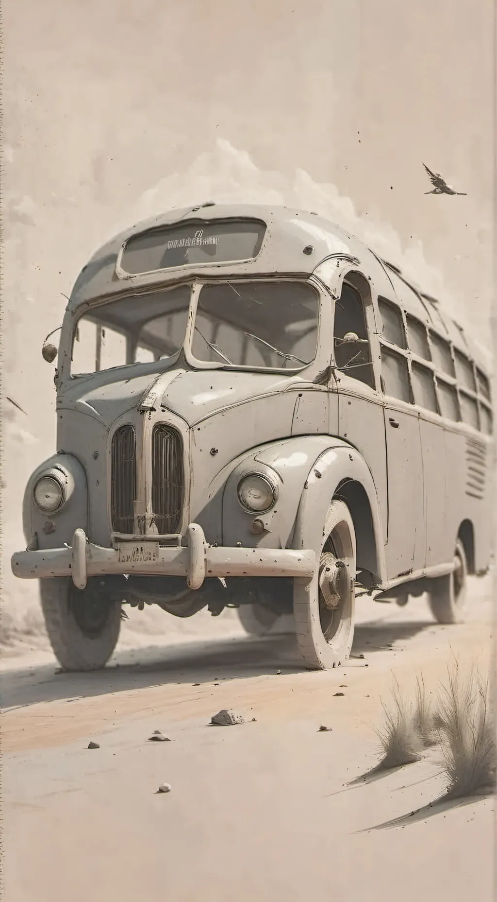 ai character: Moon road trip background