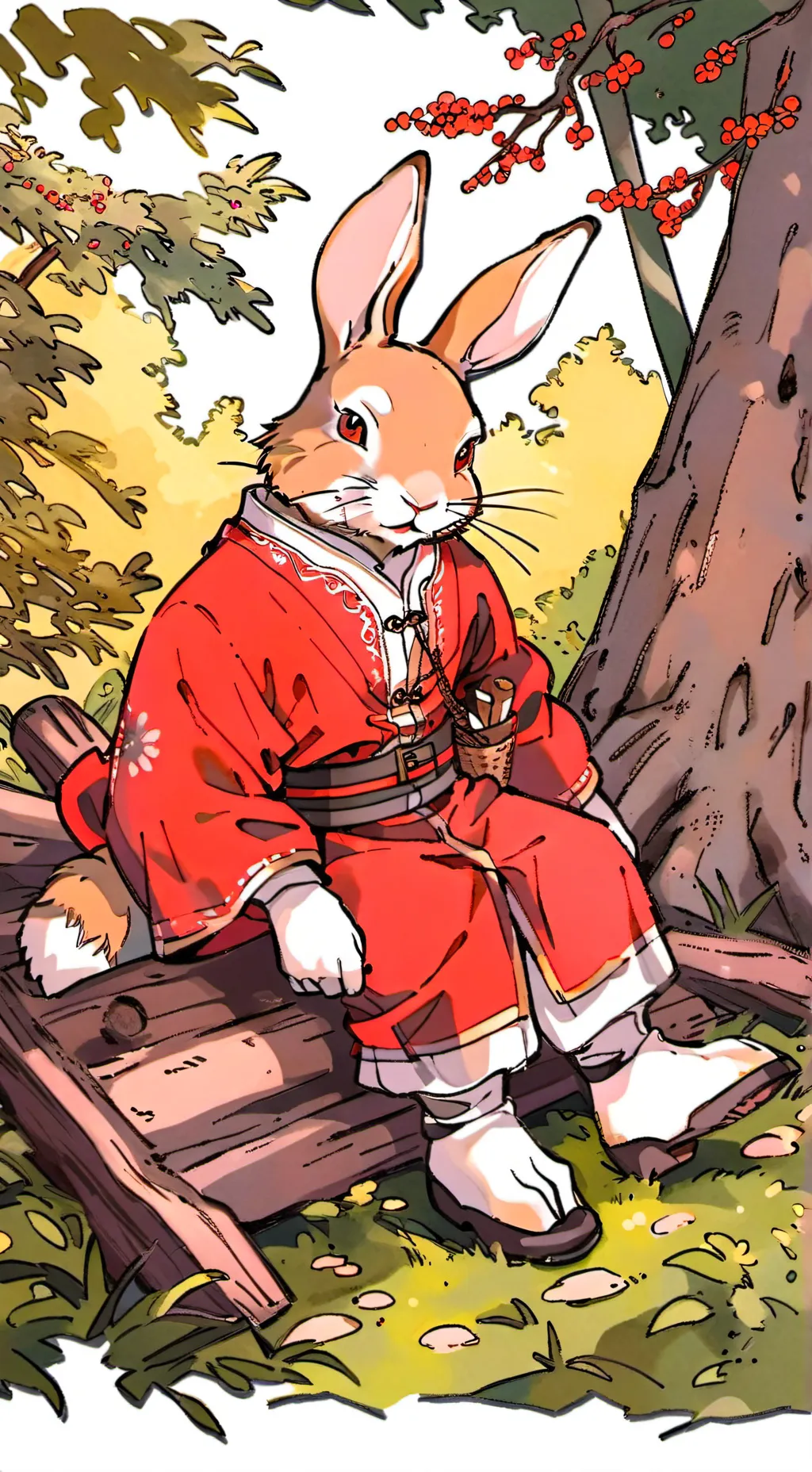 ai character: 红衣兔仙 background