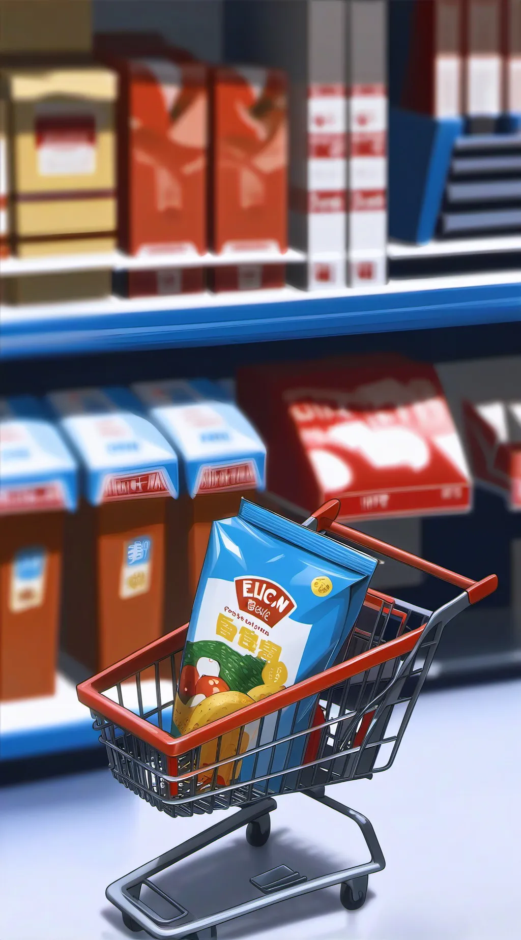 ai character: Mha at supermarket background