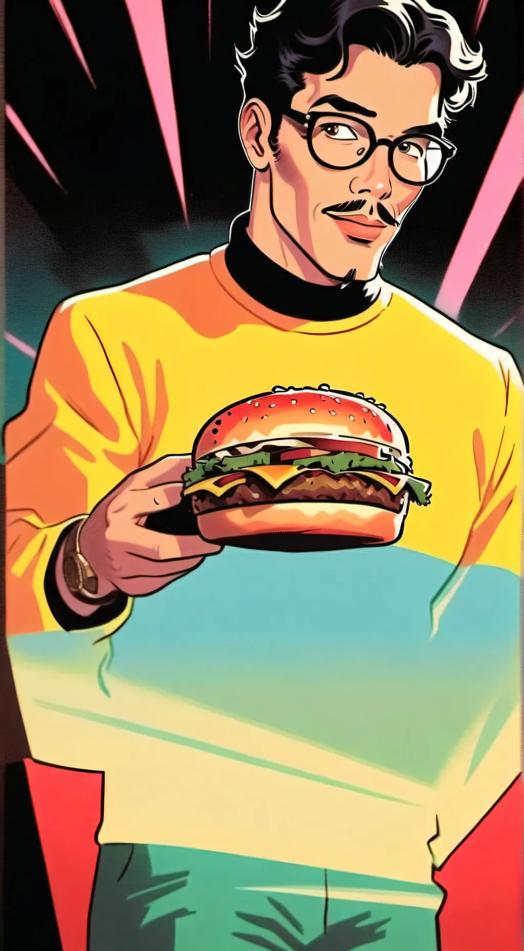 ai character: cheeseburger mew background