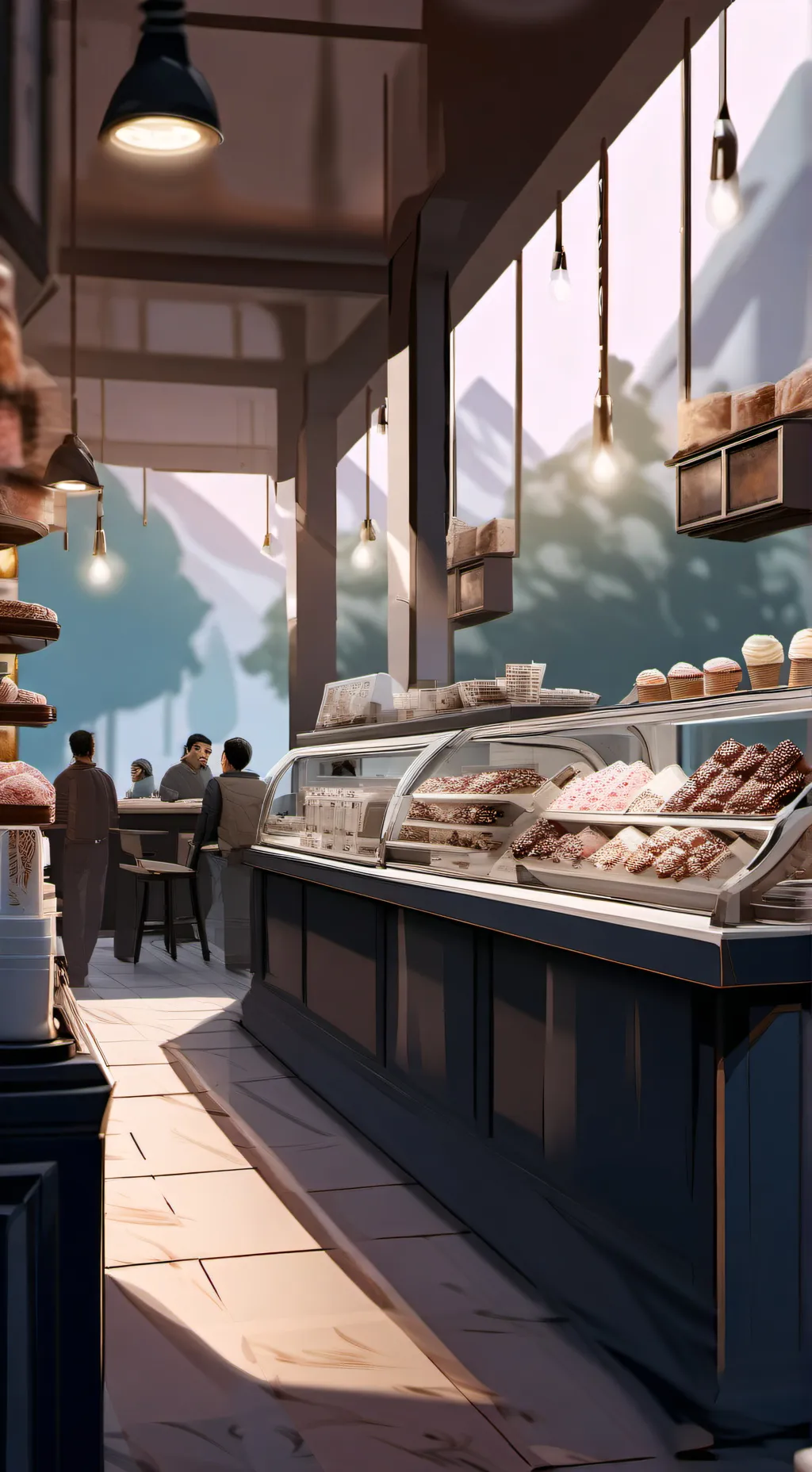 ai character: Mha Ice Cream Shop background