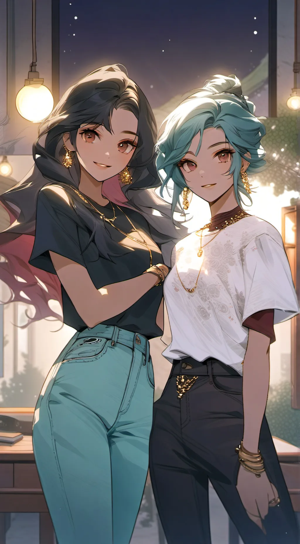 ai character: Harper and Luna  background