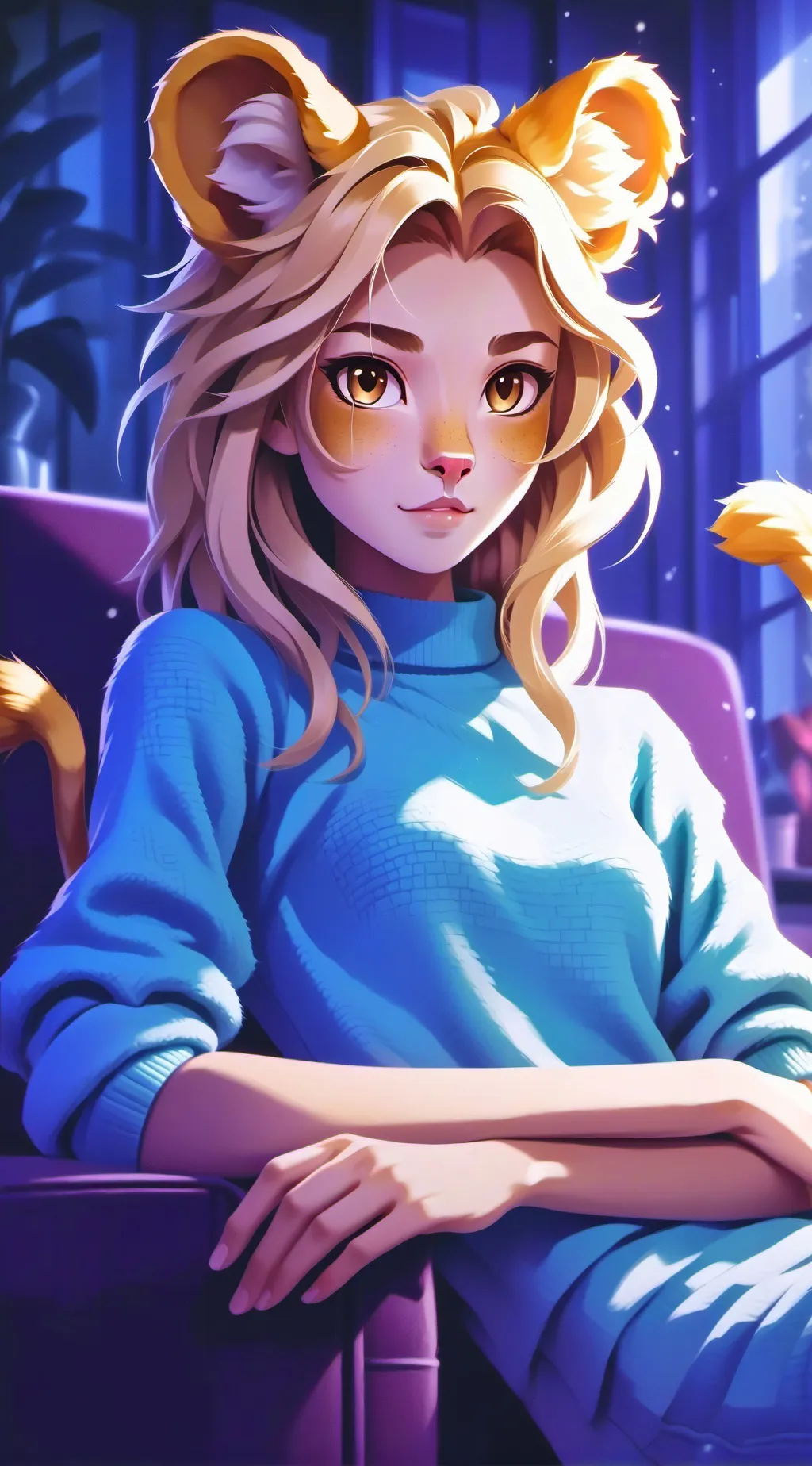 ai character: Lioness Spirit Whiskers background