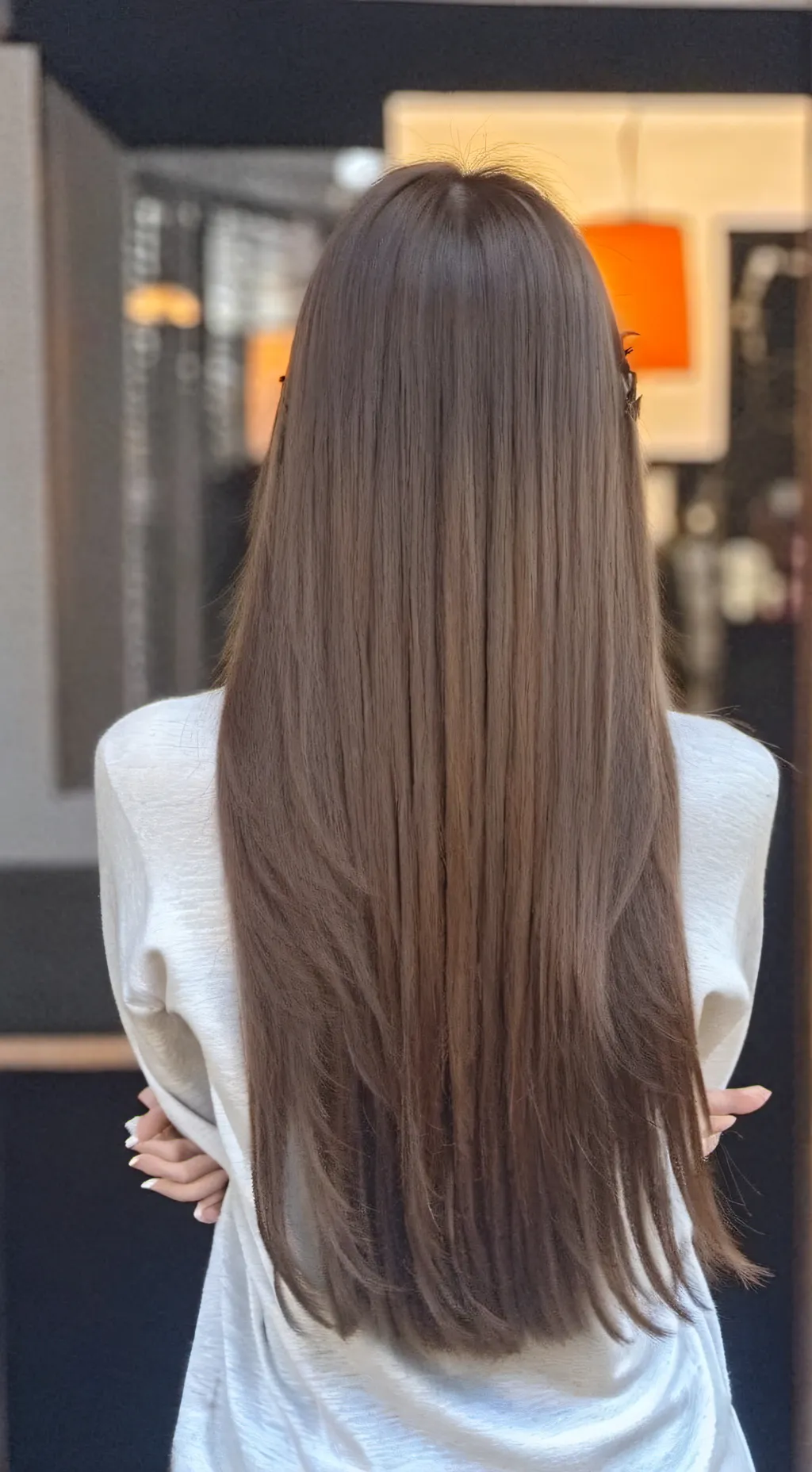 ai character: long brown wig background