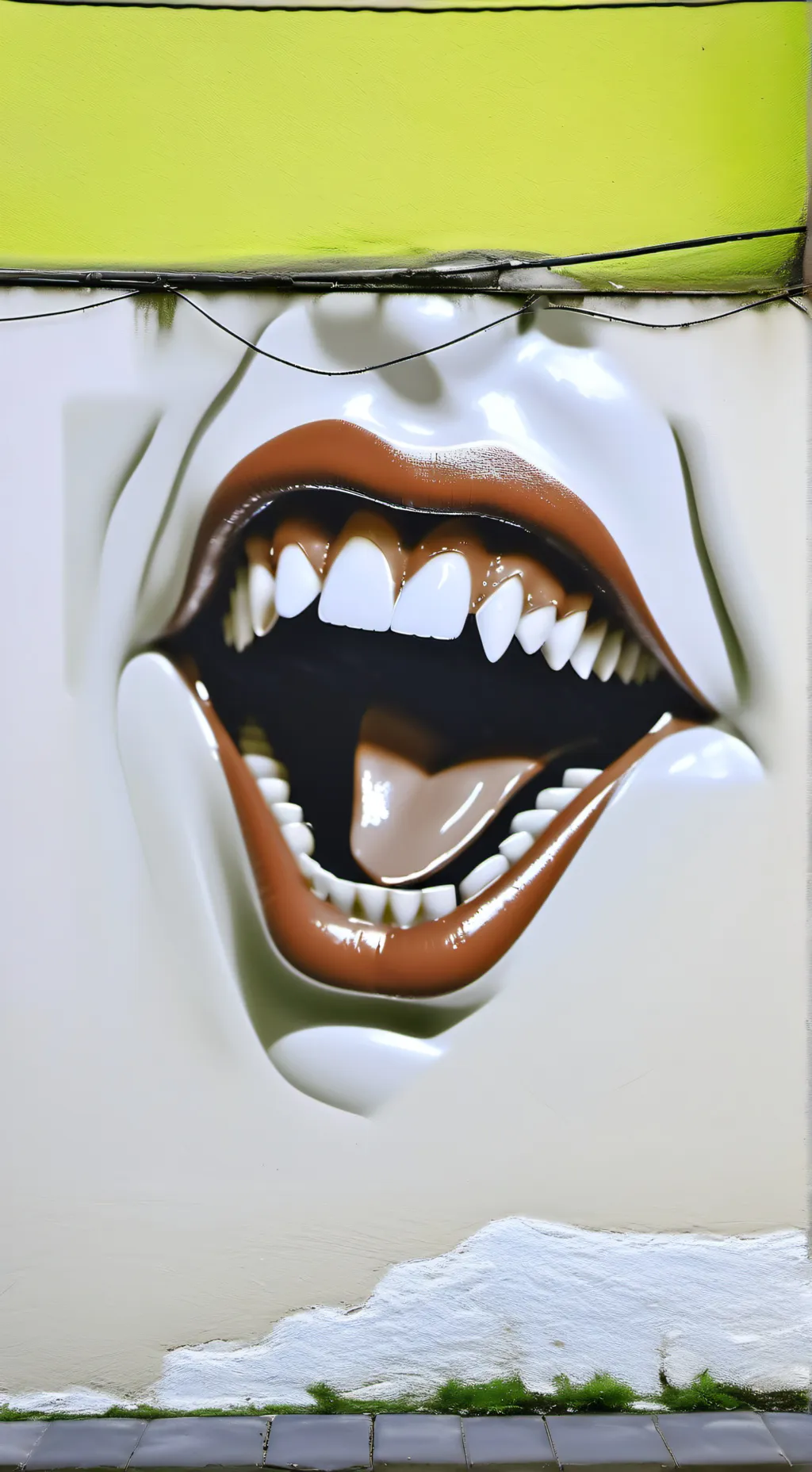 ai character: mouth on wall background