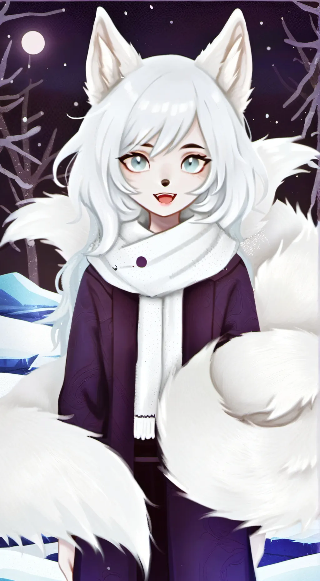 ai character: Frost Spirit Fox Luna background