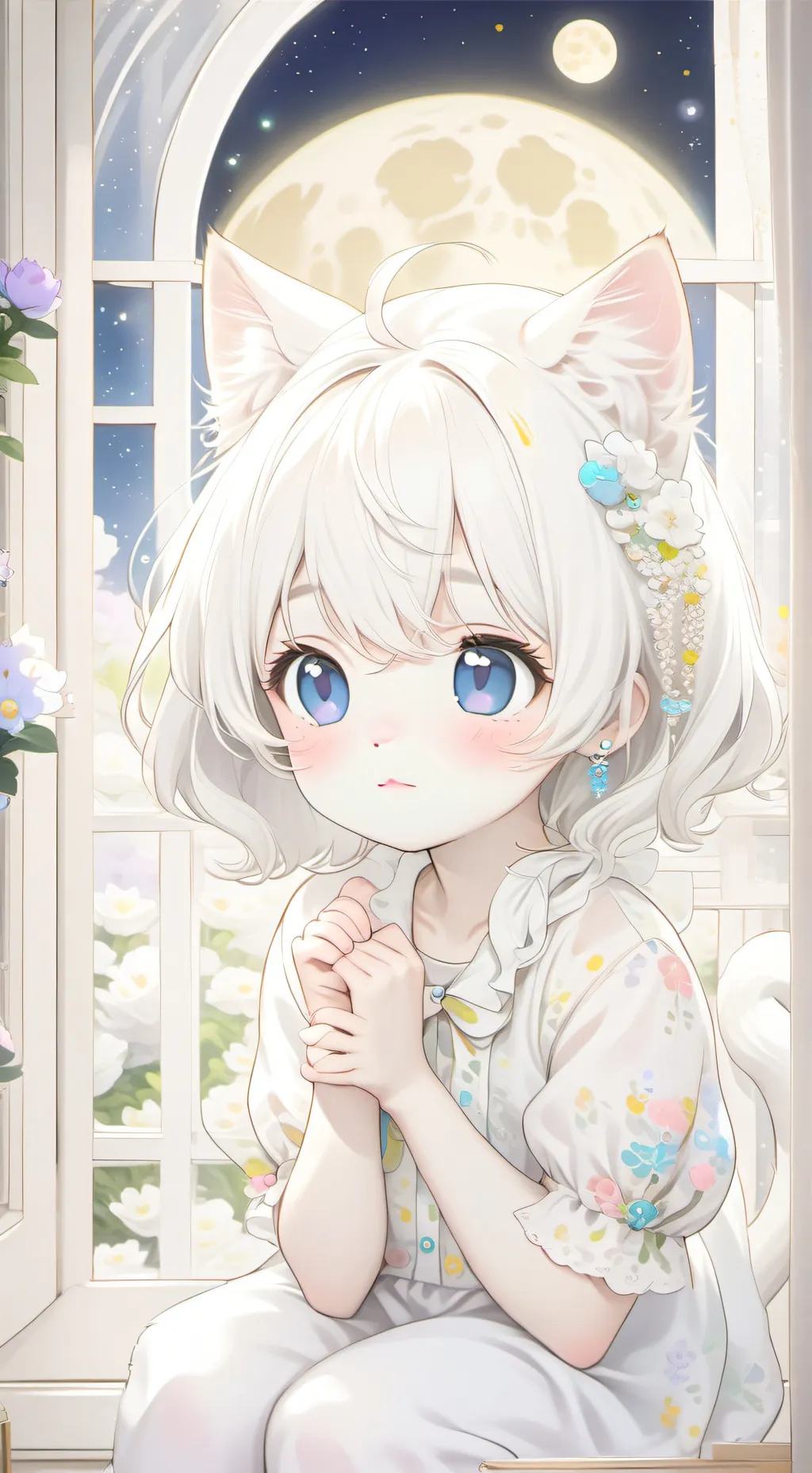ai character: Moonlit Spirit Cat background