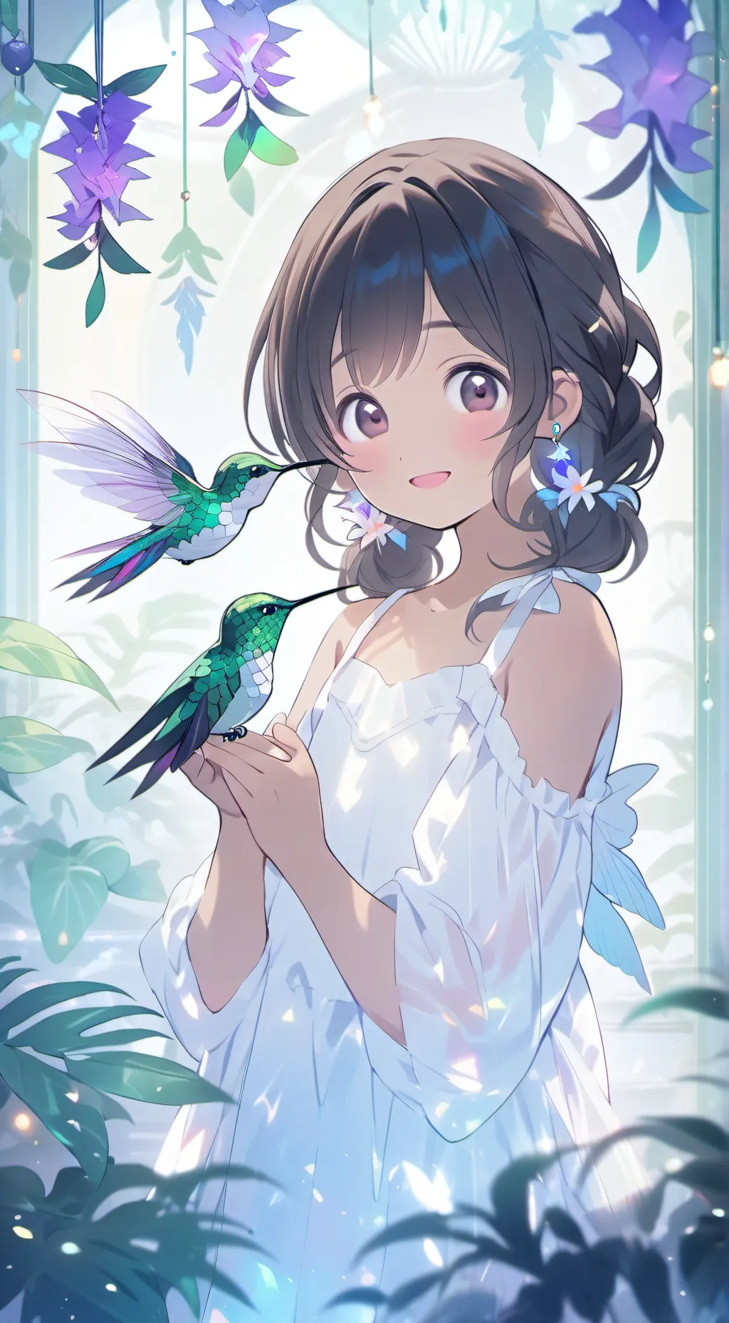 ai character: Iridescent Hummingfur background