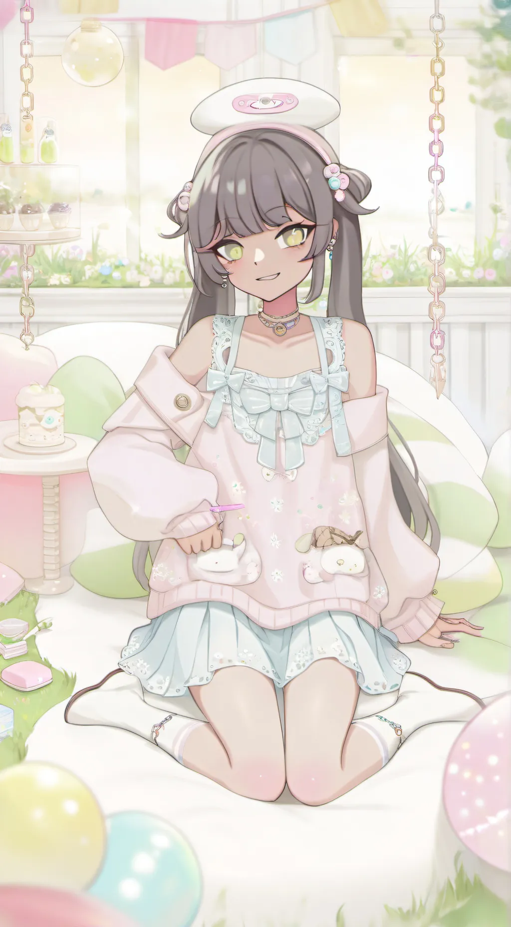 ai character: sleepover time! background