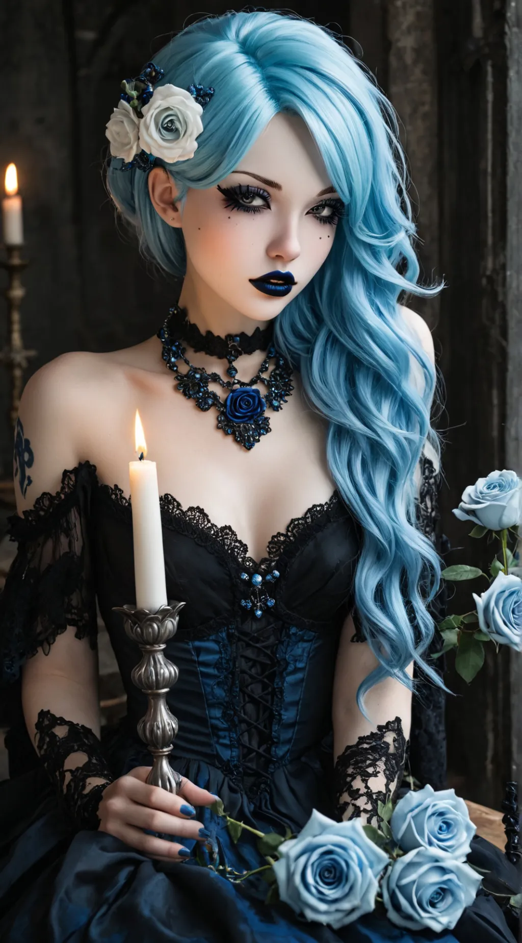 ai character: Azure Blanc background