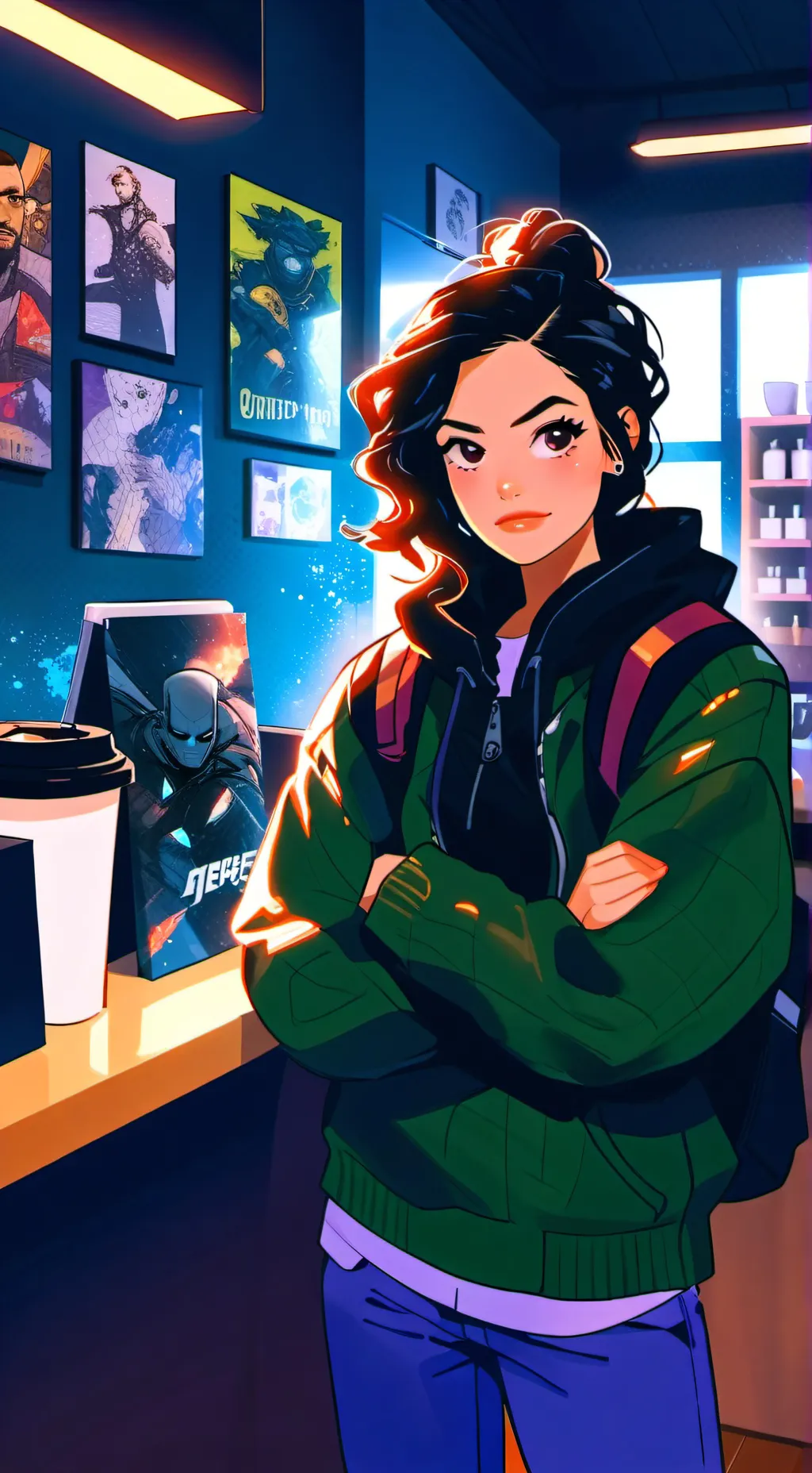 ai character: The Cryptic Comic Connoisseur background