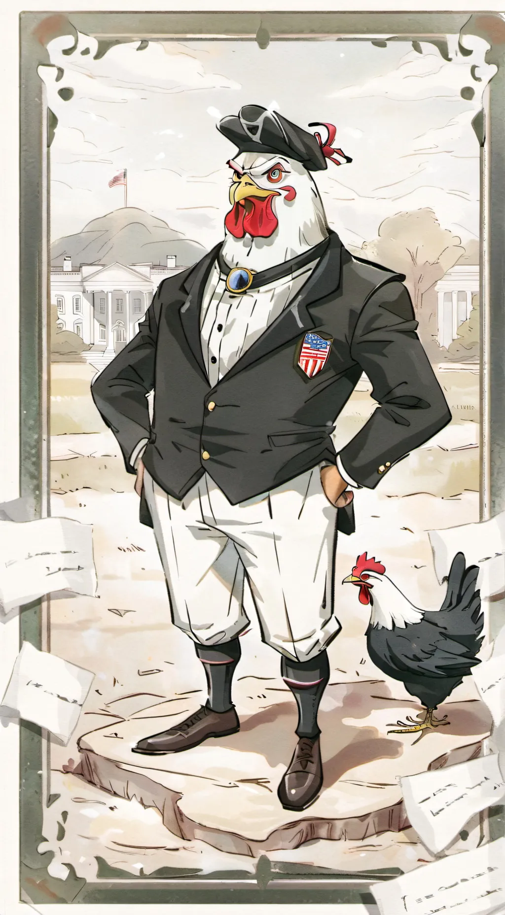 ai character: 10 chickens background