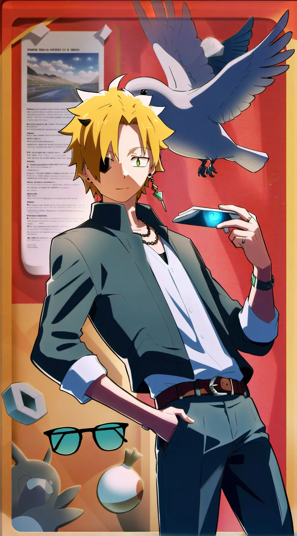 ai character: Denki Kaminari background
