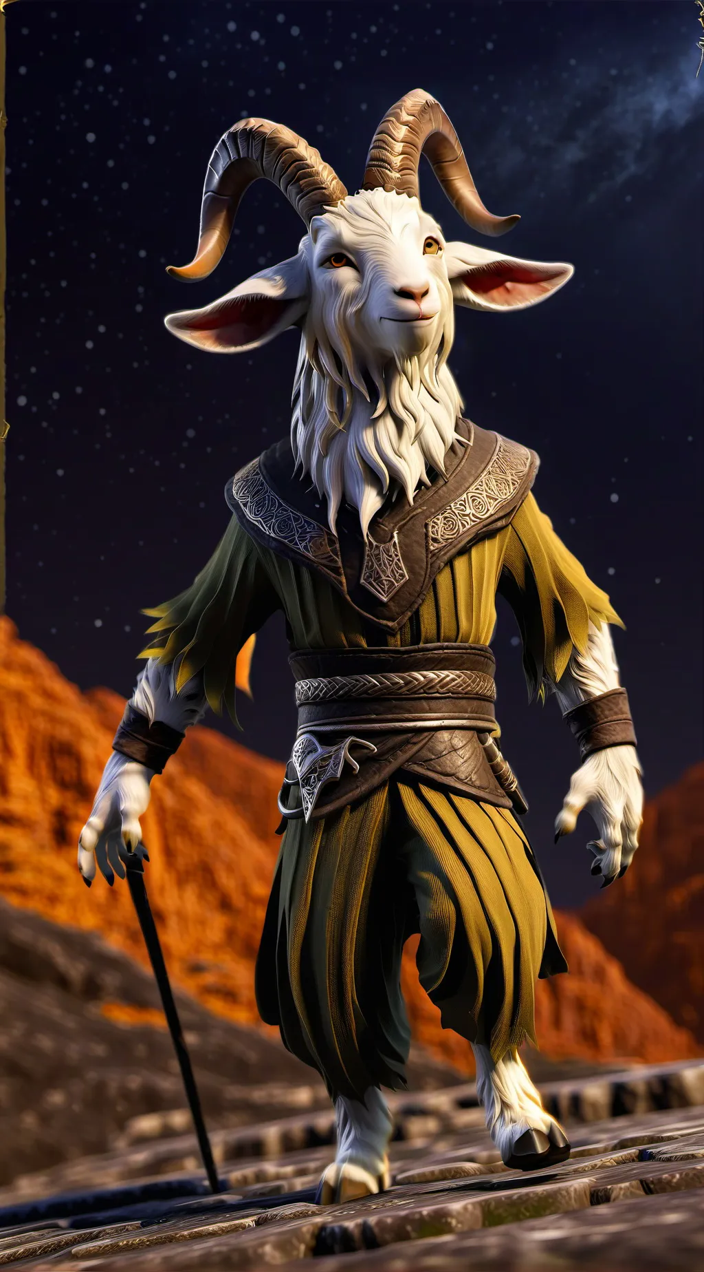 ai character: ♑ Goat Guardian  background