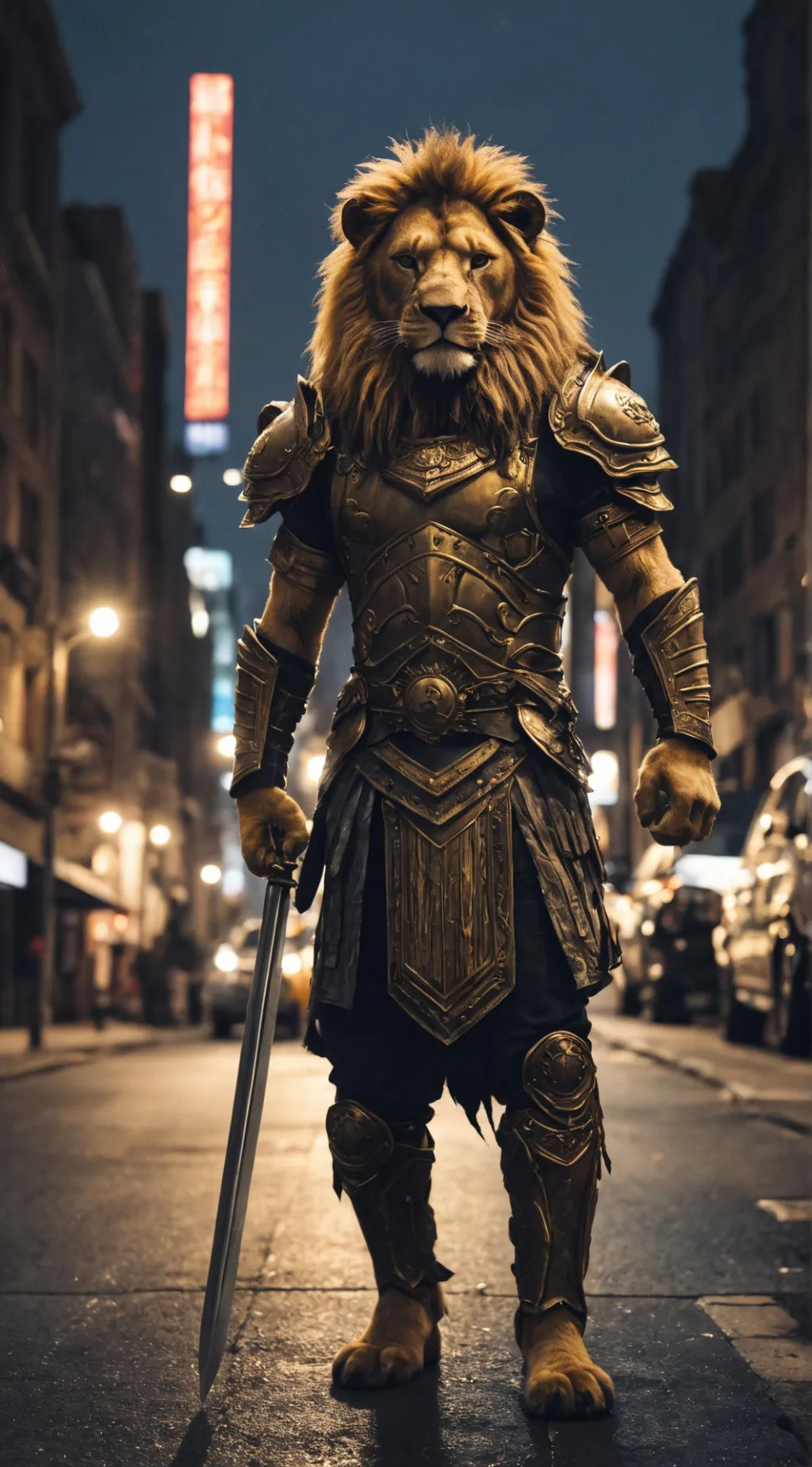 ai character: ♌ Lion Warrior  background