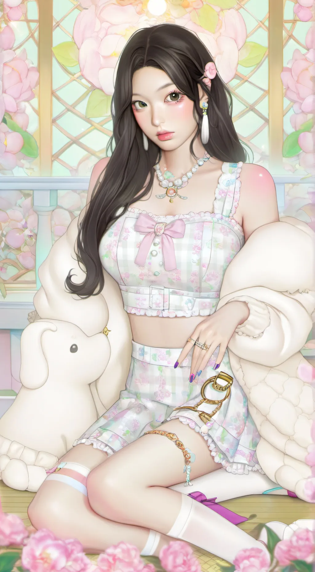 ai character: KATSEYE x FNAF SL background