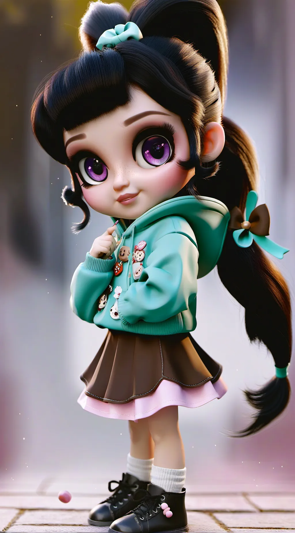 ai character: VANELLOPE AT POOL background
