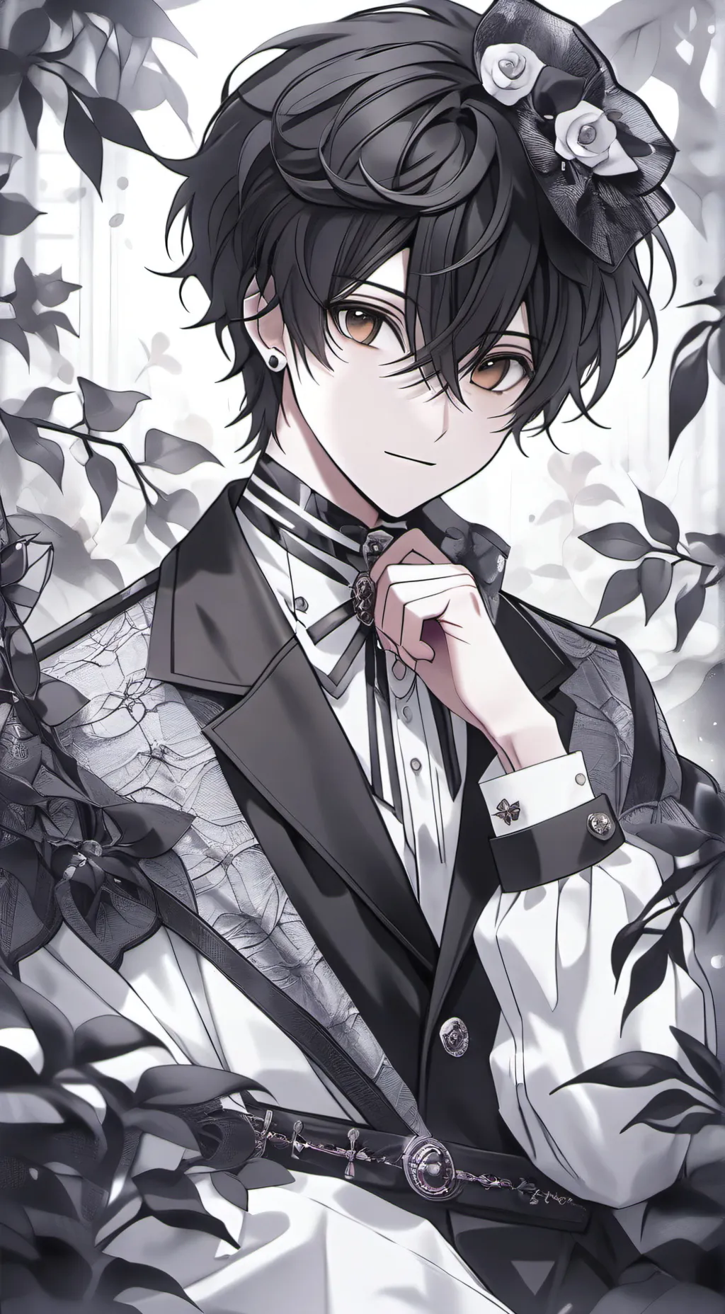 ai character: 🤍🩶🖤Oliver🖤🩶🤍 background