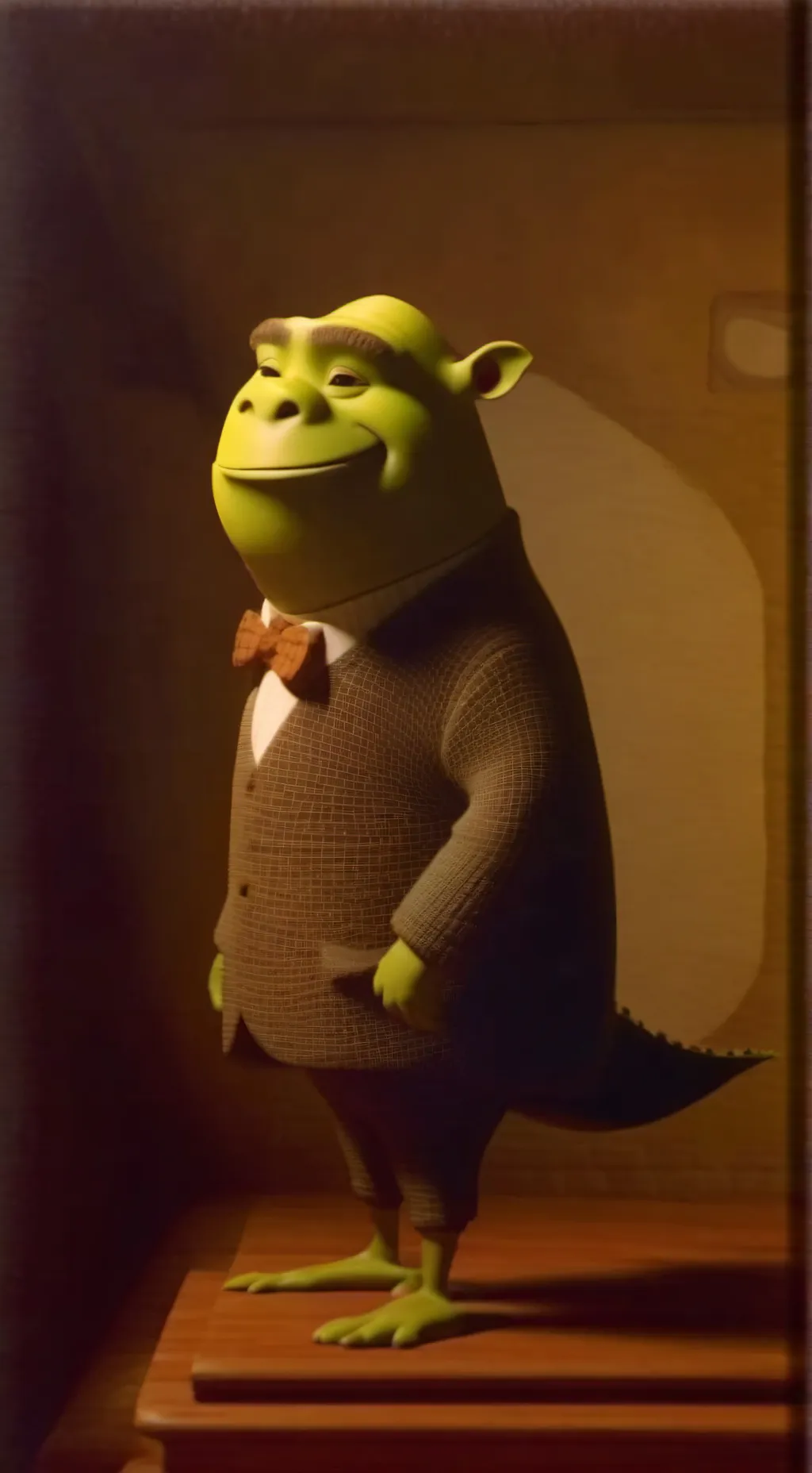 ai character: Sherk elegante xd background