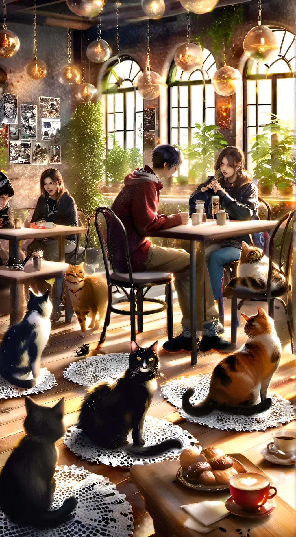 ai character: cat cafe  background