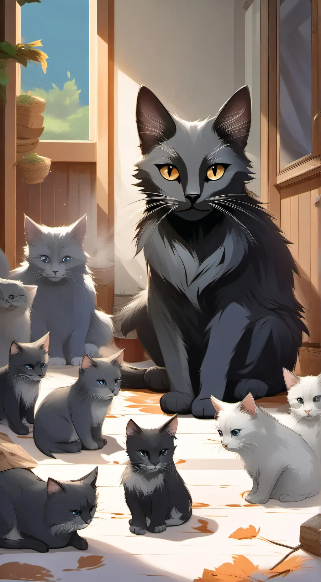 ai character: cat farm background