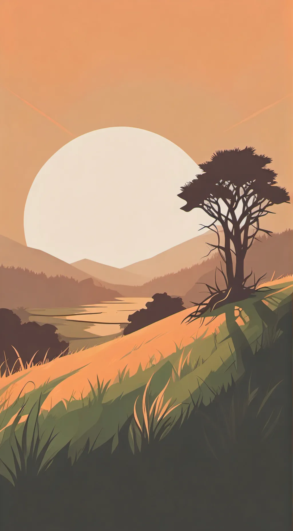 ai character: touching grass background