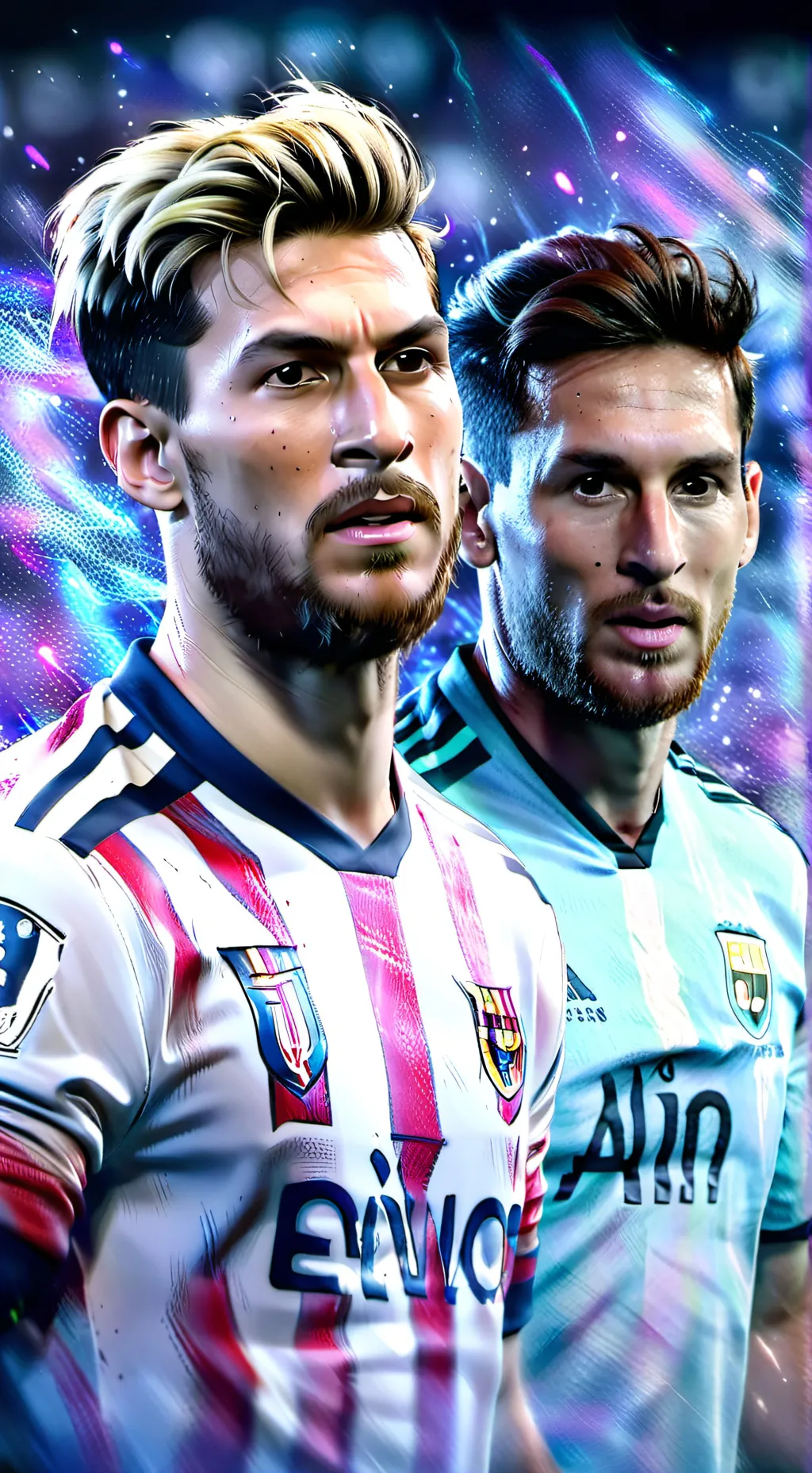 ai character: Ronaldo and Messi background